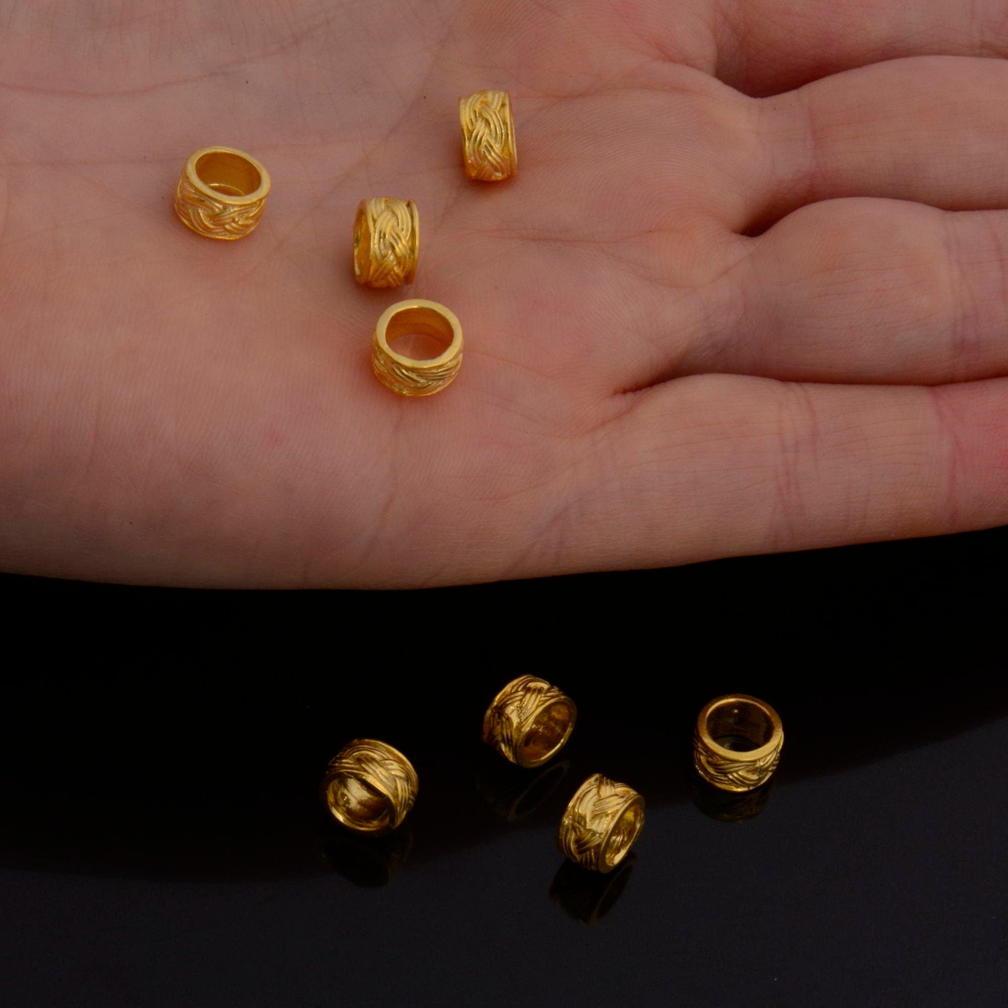 24K Gold Vermeil and 925 Silver Large Hole Bead Rings, Hole Beads Rings, Gold Plated Bead Rings, Jewelry Making Findings, M/VM137