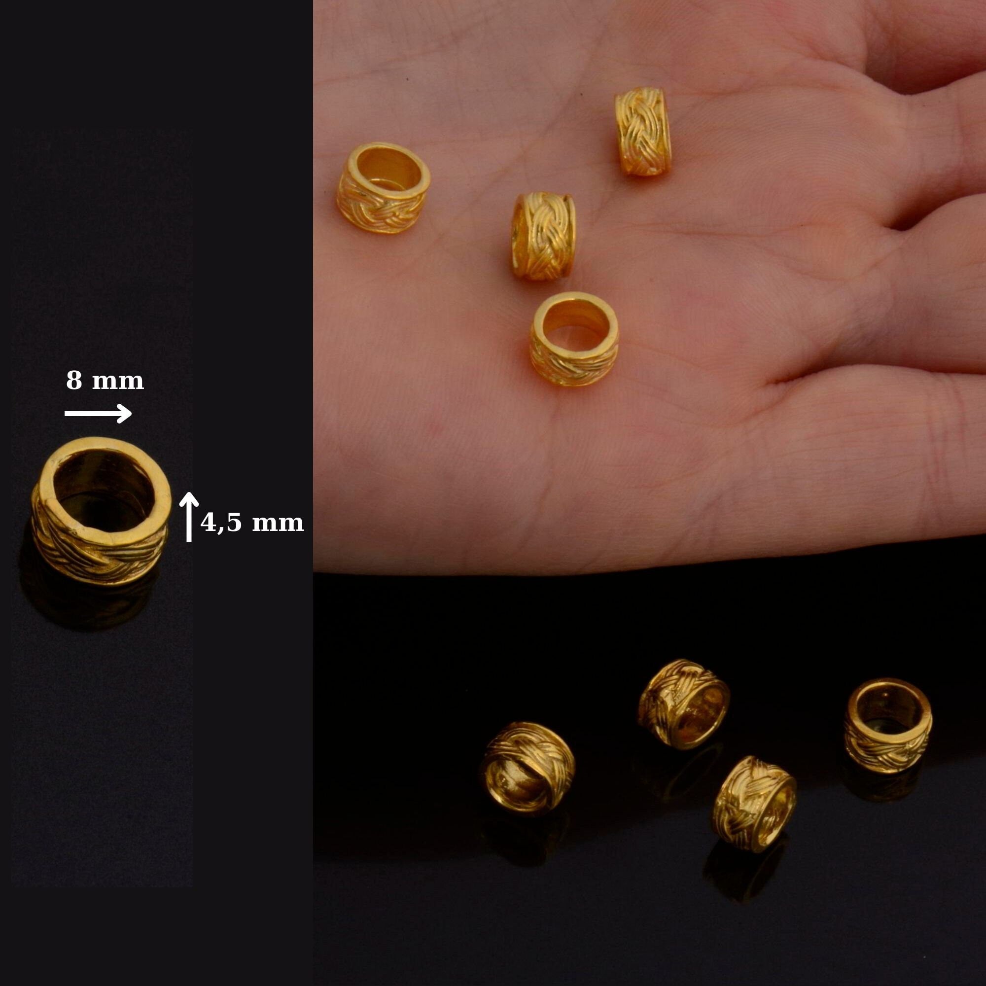 24K Gold Vermeil and 925 Silver Large Hole Bead Rings, Hole Beads Rings, Gold Plated Bead Rings, Jewelry Making Findings, M/VM137