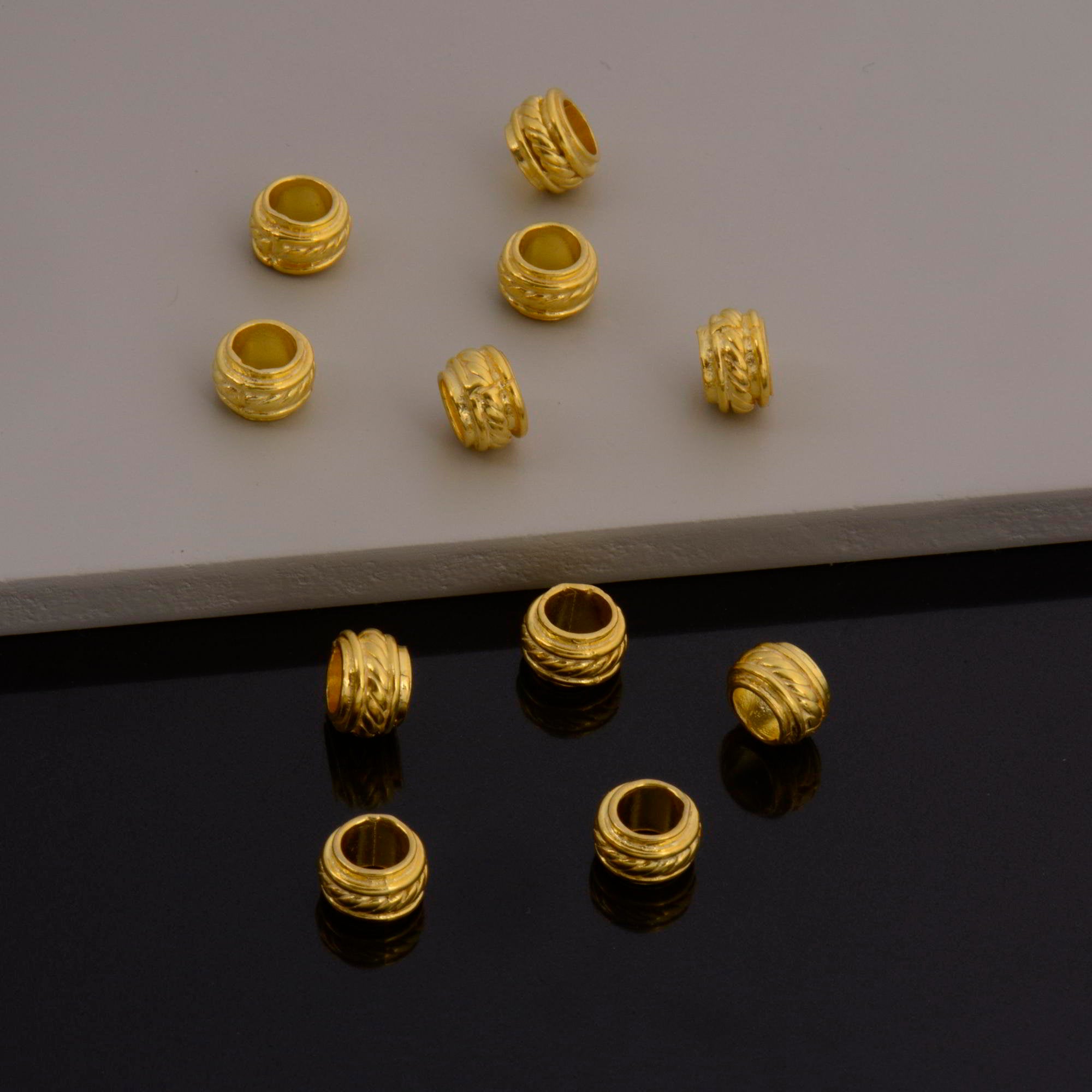 24K Gold Vermeil and 925 Silver Large Hole Bead Rings, Hole Beads Rings, 24K Gold Plated Bead Rings, Jewelry Making Findings, M/VM138
