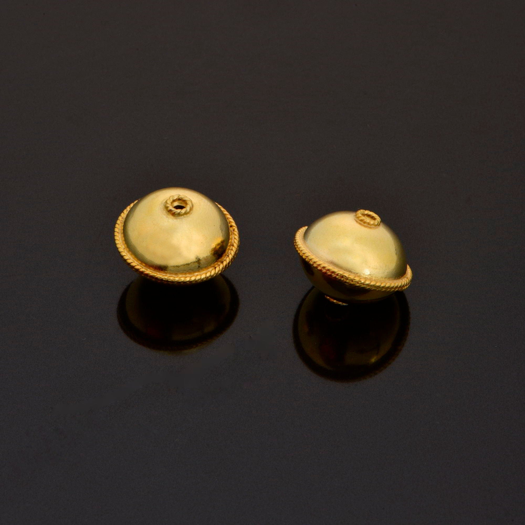 24K Gold Vermeil Flying Saucer Beads, Handmade Silver Beads in 24K Gold, 925 Solid Silver Beads, Handmade Beads, Jewelry Supply, VM118D