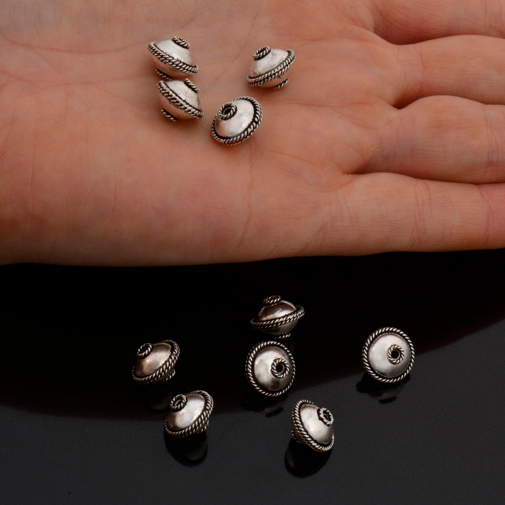 24K Gold Vermeil and 925 Silver Flying Saucer Beads, Silver Beads in Gold, Silver Beads, Flying Saucer Beads, Jewelry Supply, VM118A-D