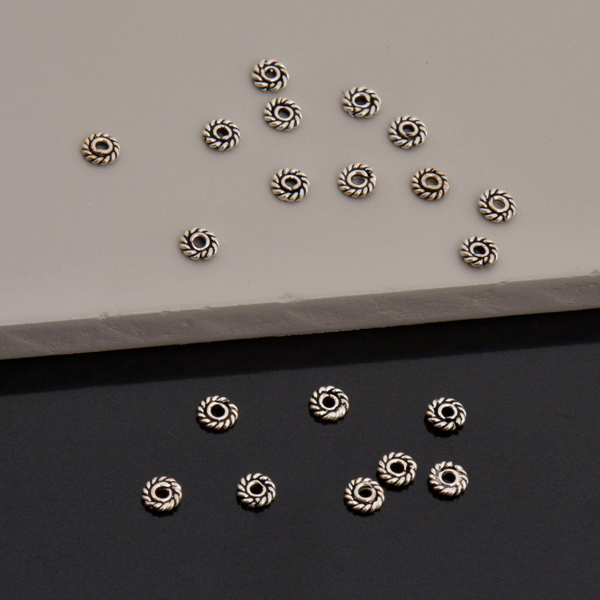 24K Gold Vermeil & 925 Silver Separators, Handmade Silver Beads in Gold, Solid Silver Beads, Spacer Beads, Jewelry Supply, M/VM124
