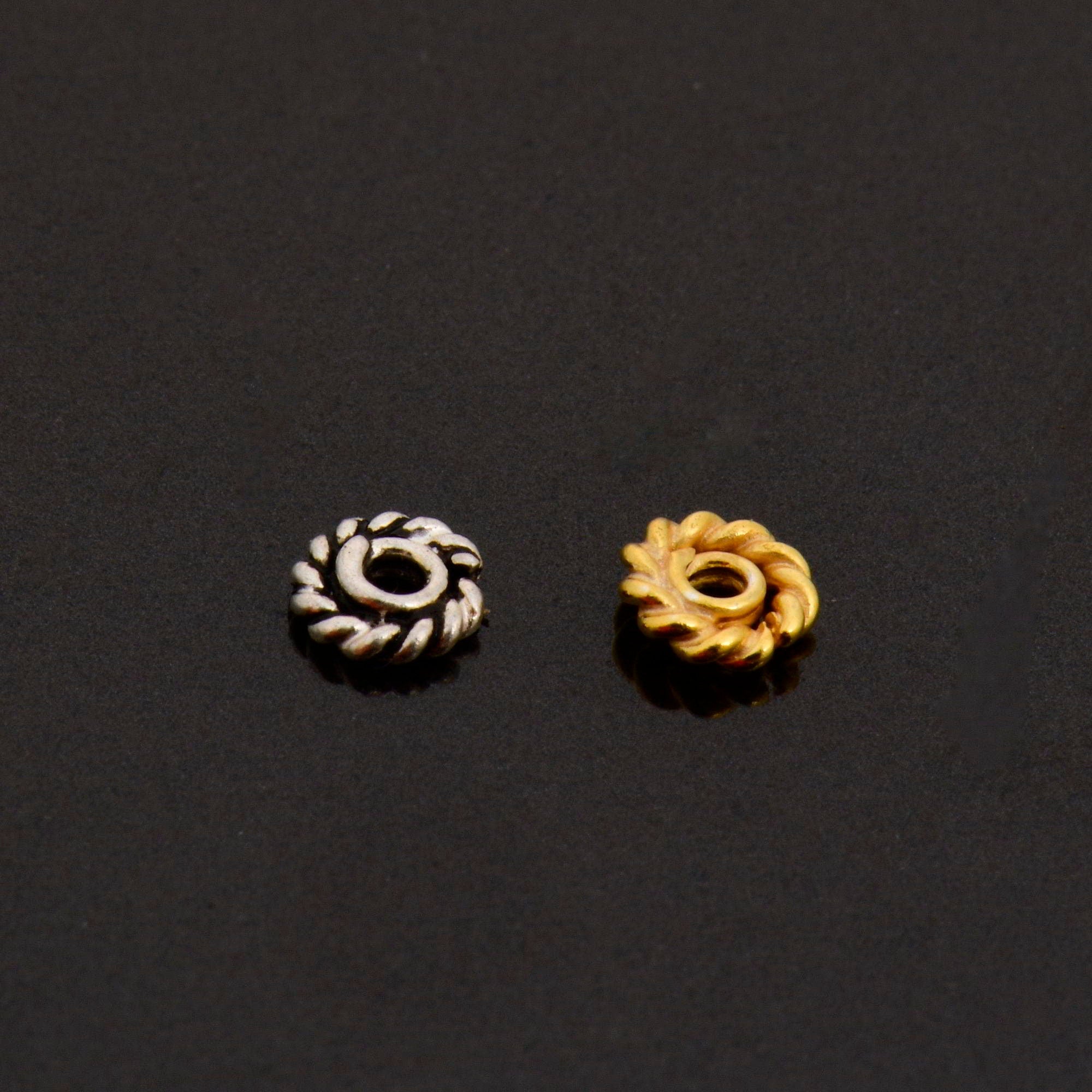 24K Gold Vermeil & 925 Silver Separators, Handmade Silver Beads in Gold, Solid Silver Beads, Spacer Beads, Jewelry Supply, M/VM124