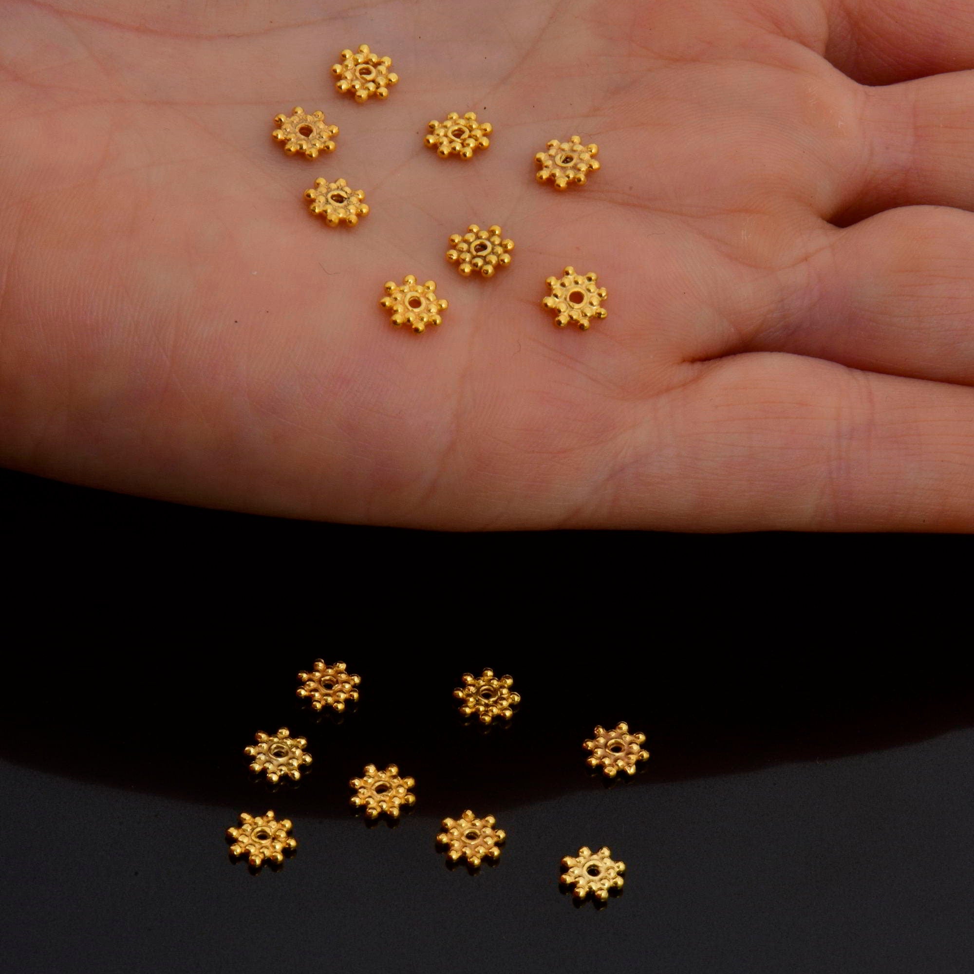 24K Gold Vermeil Separators, Handmade Silver Beads in 24K Gold, 925 Solid Silver Beads, Spacer Beads, Jewelry Supply, VM127