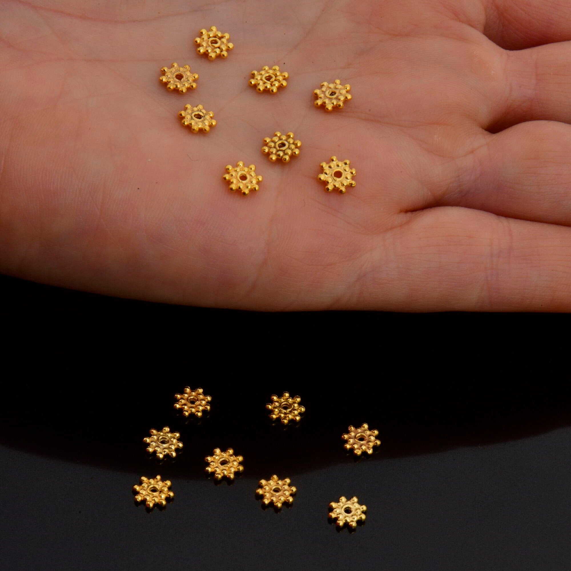24K Gold Vermeil & 925 Silver Separators, Handmade Silver Beads in Gold, Solid Silver Beads, Spacer Beads, Jewelry Supply, M/VM127