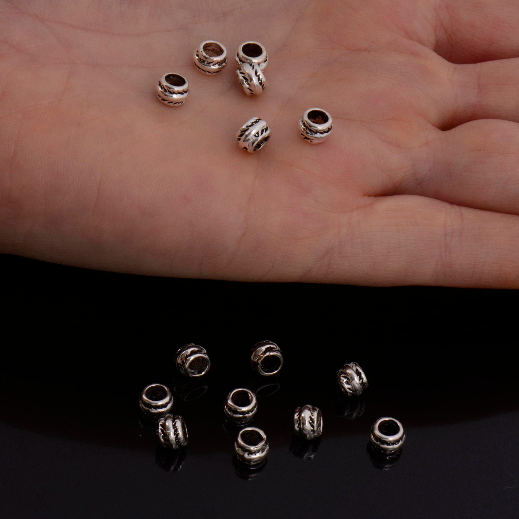 24K Gold Vermeil & 925 Silver Large Hole Bead Rings, Silver Hole Beads Rings, 24K Gold Plated Bead Rings, Jewelry Making Findings, M/VM139