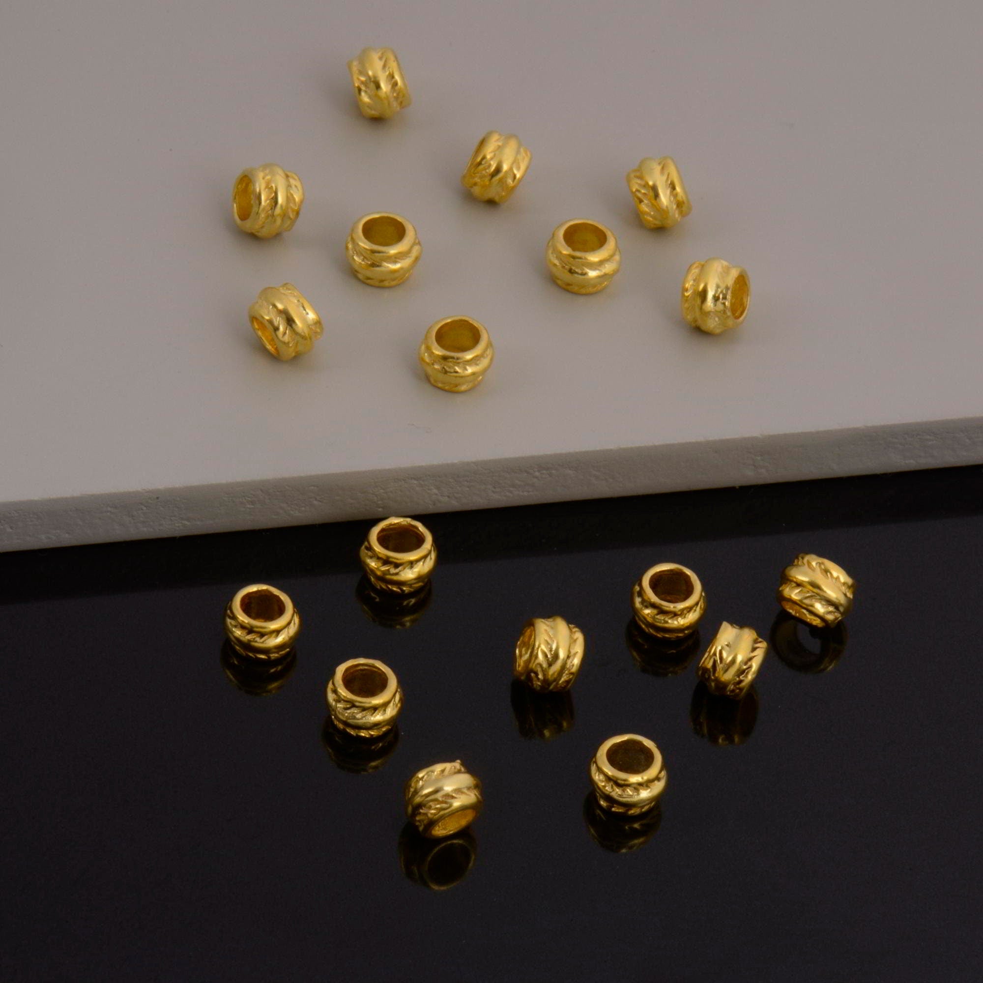 24K Gold Vermeil & 925 Silver Large Hole Bead Rings, Silver Hole Beads Rings, 24K Gold Plated Bead Rings, Jewelry Making Findings, M/VM139