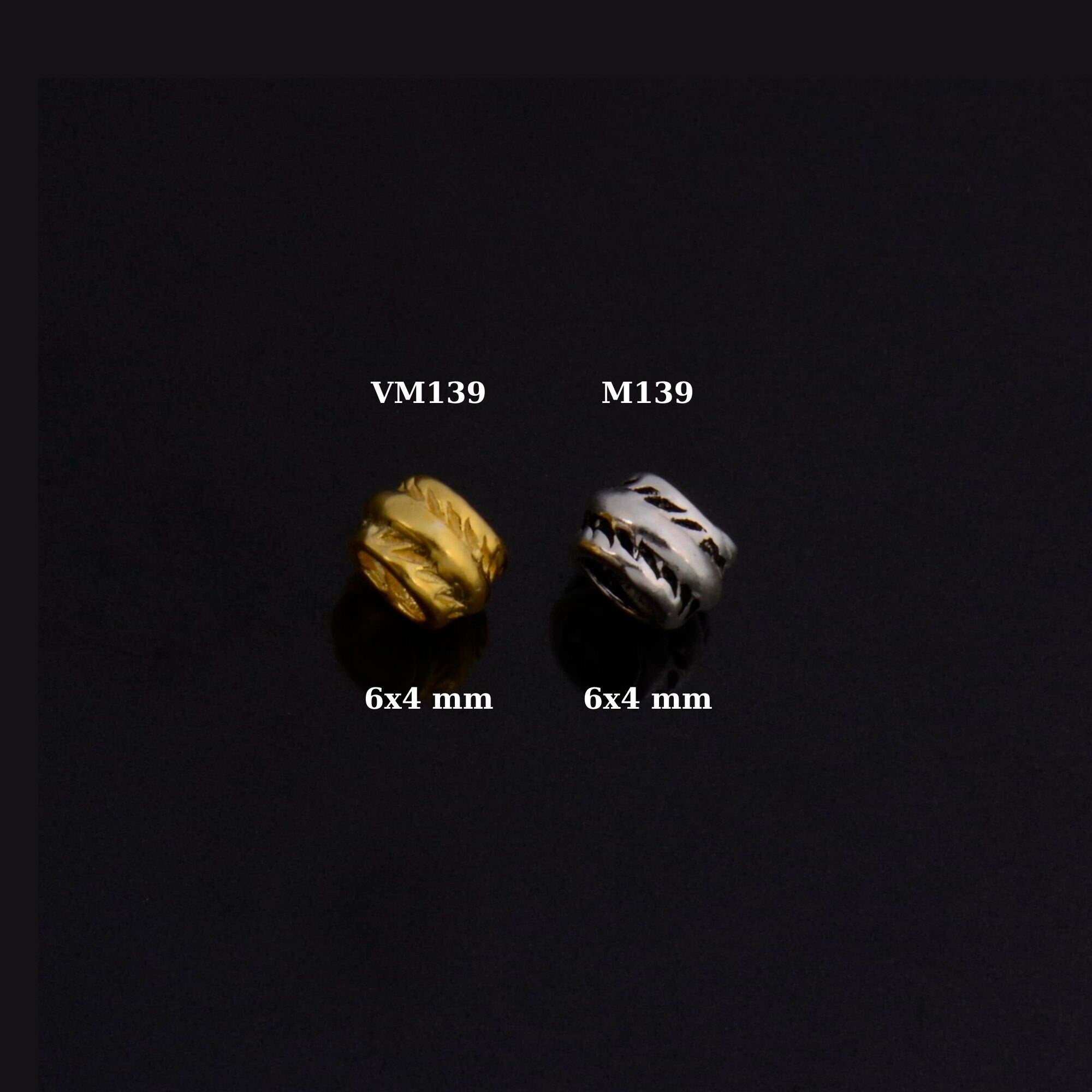 24K Gold Vermeil & 925 Silver Large Hole Bead Rings, Silver Hole Beads Rings, 24K Gold Plated Bead Rings, Jewelry Making Findings, M/VM139