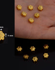 24K Gold Vermeil Flower Beads, Handmade 925 Silver Floral Beads in Gold, Gold Spacer Beads, Jewelry Supply, VM142