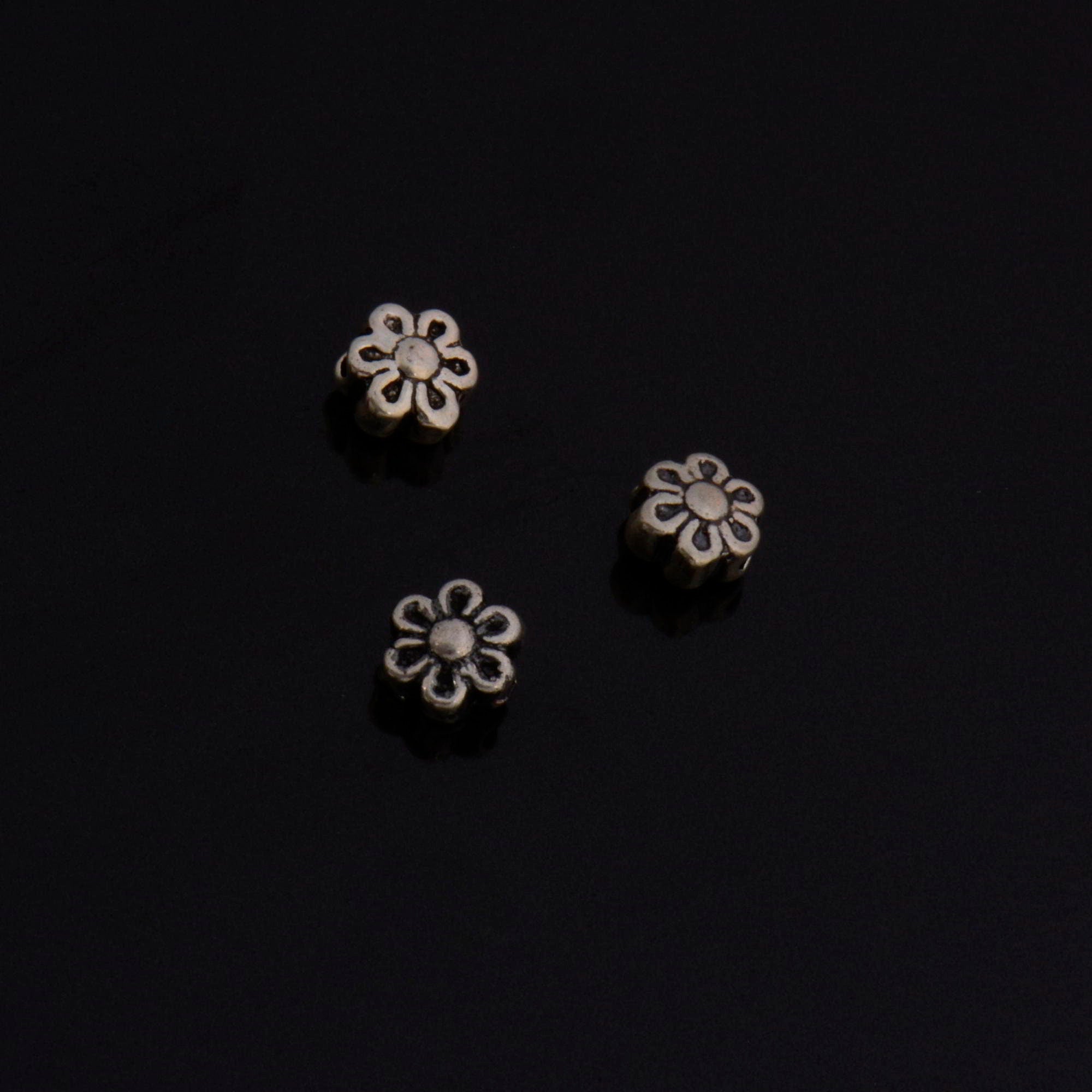 24K Gold Vermeil and 925 Silver Flower Beads, Handmade Silver Beads in Gold, Solid Silver Beads, Gold Floral Beads, Jewelry Supply, M/VM142