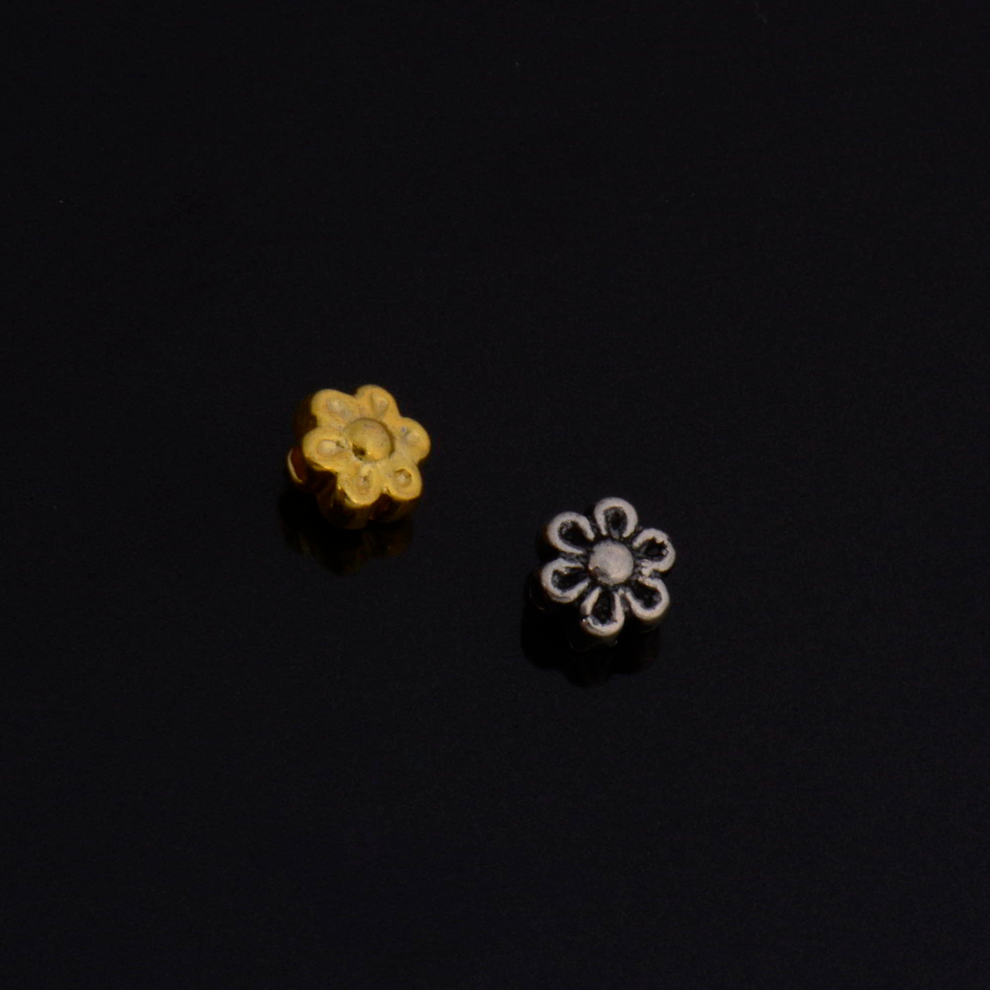 24K Gold Vermeil and 925 Silver Flower Beads, Handmade Silver Beads in Gold, Solid Silver Beads, Gold Floral Beads, Jewelry Supply, M/VM142