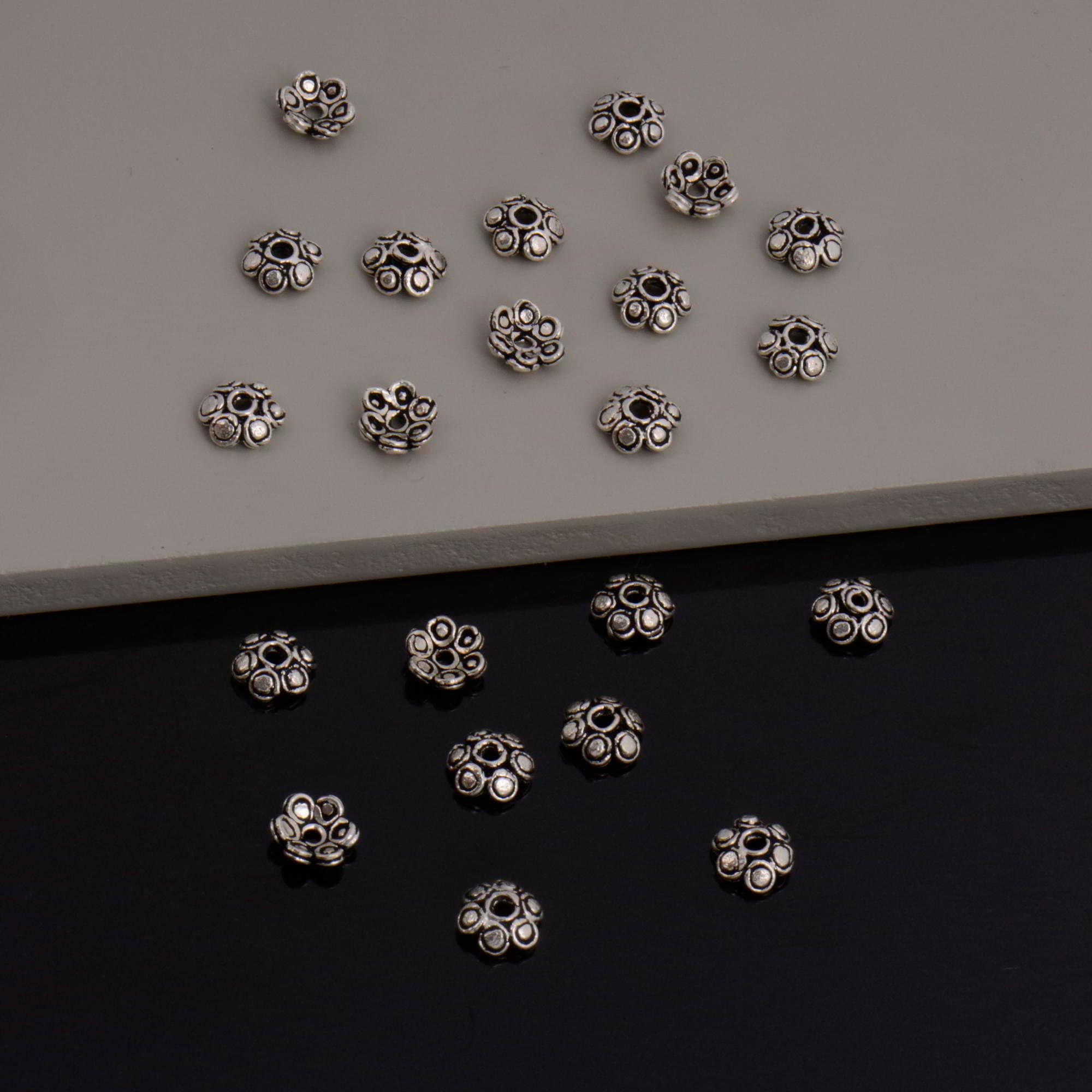 925 Sterling Silver Bead Caps, Handmade Silver Bead Caps in 24K Gold, Silver Bead Caps, Spacer Bead Caps, Jewelry Supply, M143