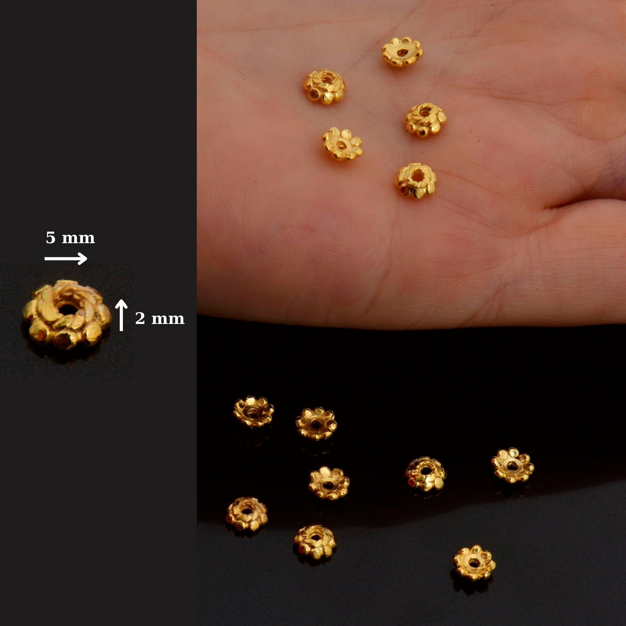 24K Gold Vermeil Separators, Handmade Silver Beads in 24K Gold, 925 Solid Silver Beads, Spacer Beads, Jewelry Supply, VM128