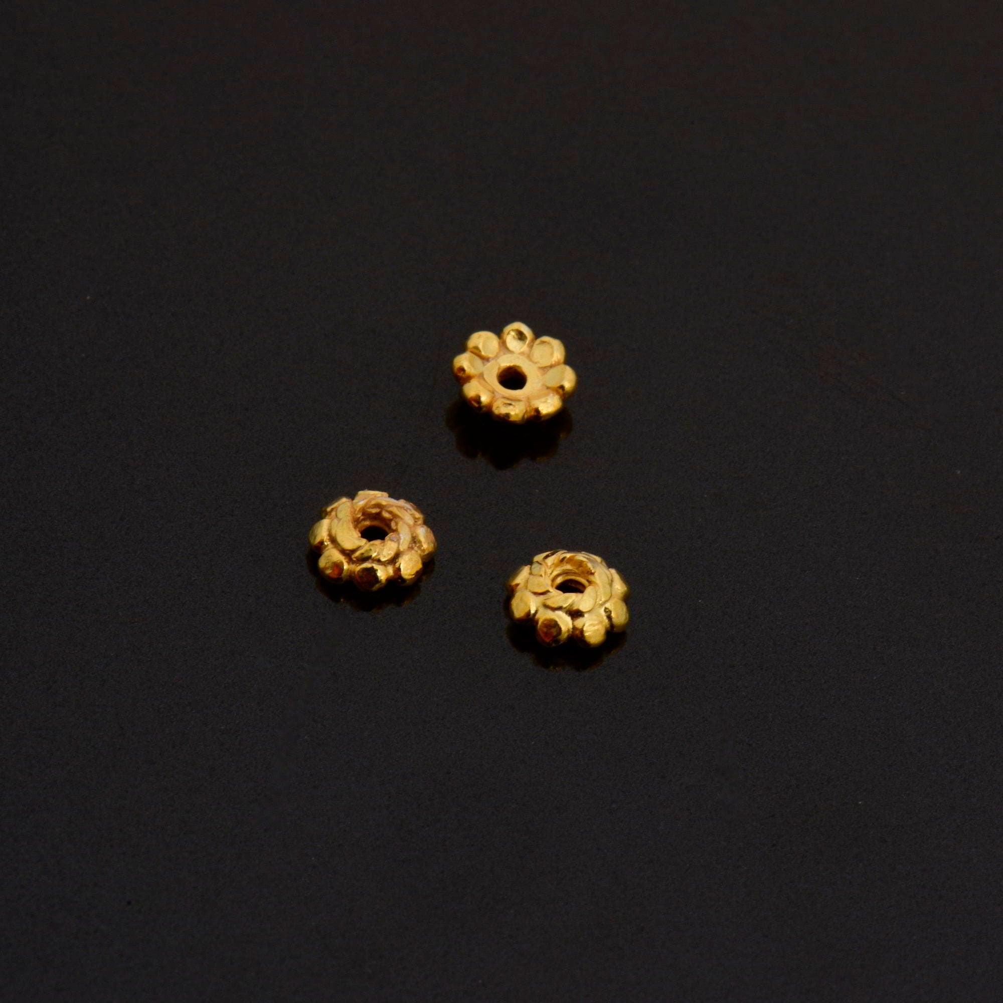24K Gold Vermeil Separators, Handmade Silver Beads in 24K Gold, 925 Solid Silver Beads, Spacer Beads, Jewelry Supply, VM128
