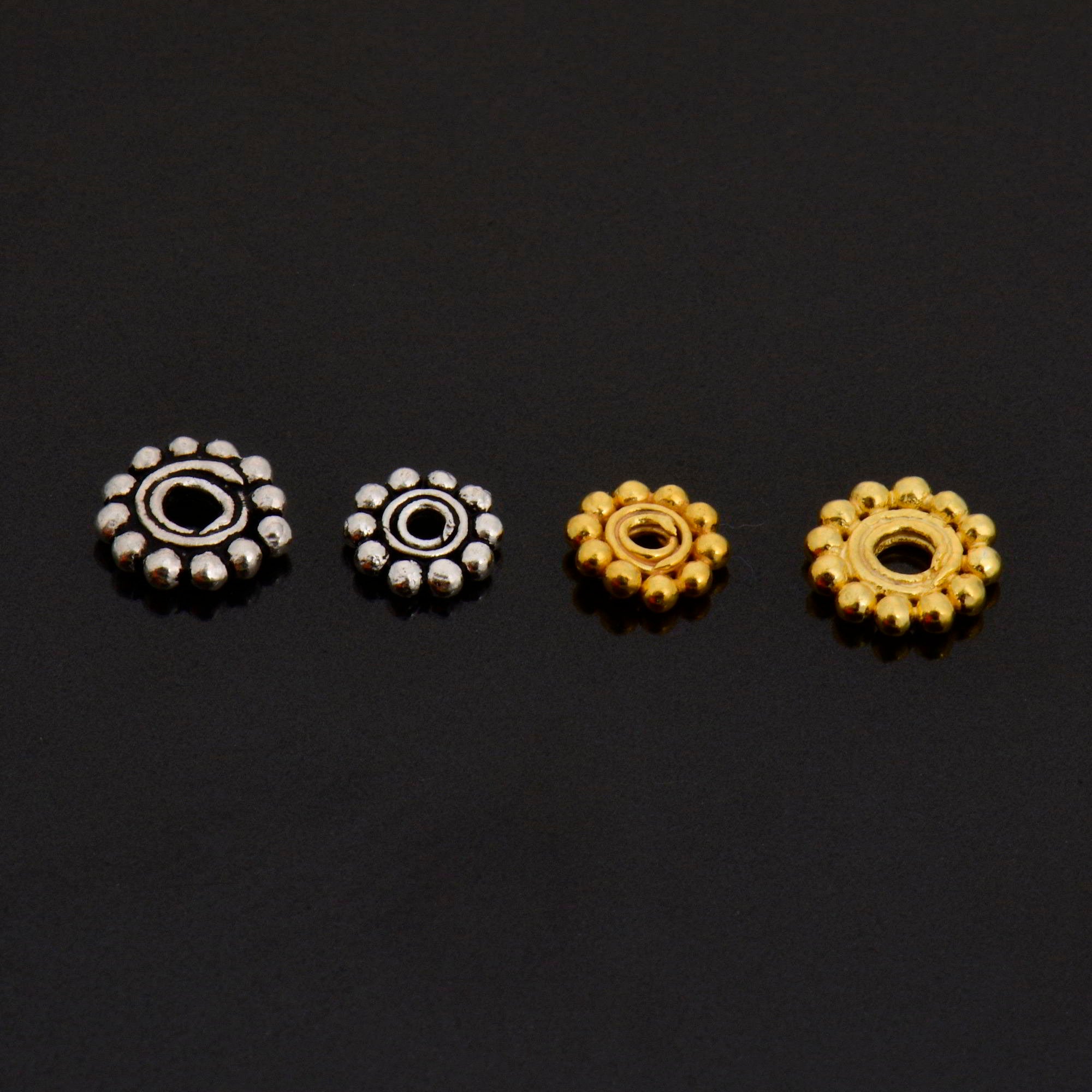 24K Gold Vermeil & 925 Silver Separators, Handmade Silver Beads in Gold, Solid Silver Beads, Spacer Beads, Jewelry Supply, M/VM130 A-B