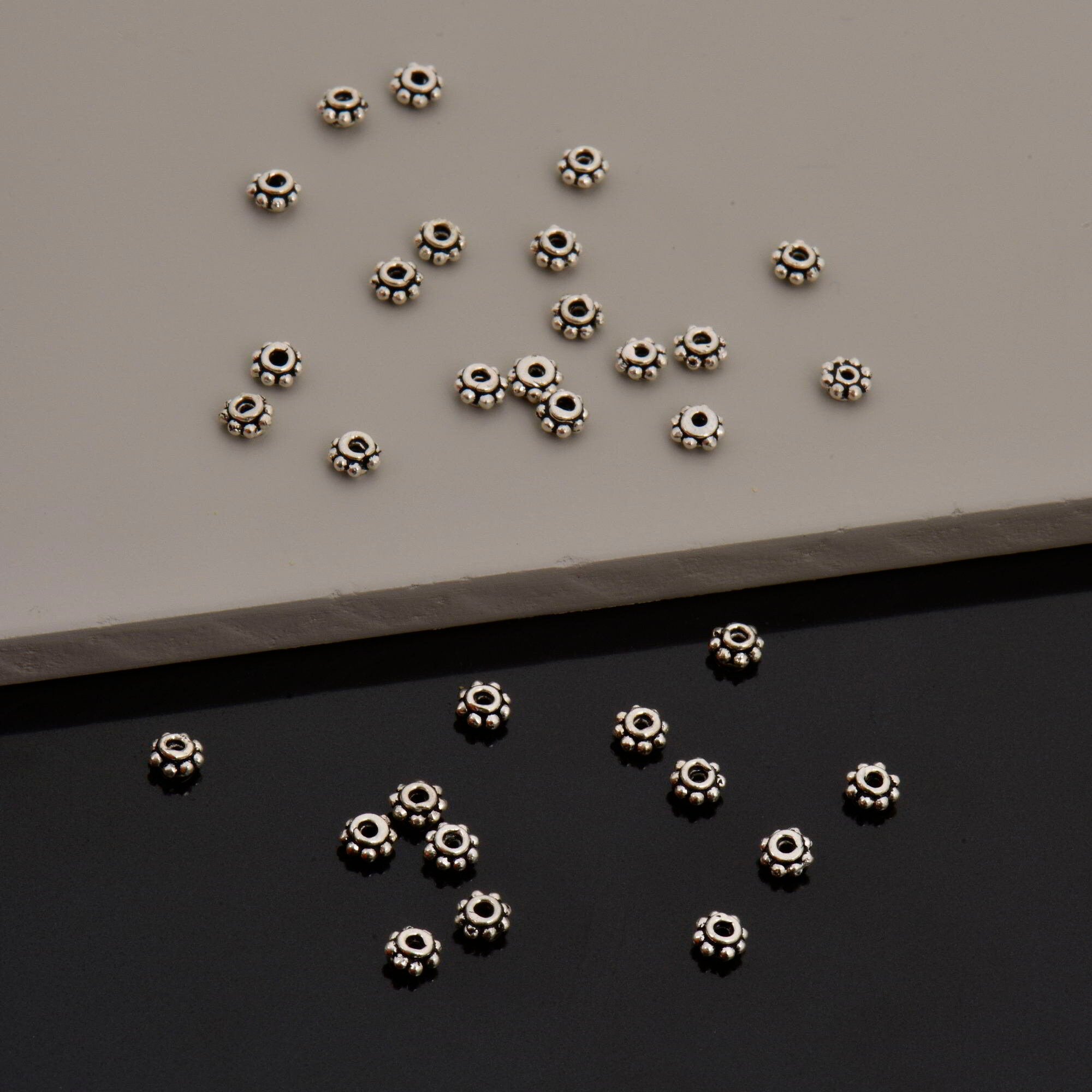 24K Gold Vermeil & 925 Silver Separators, Handmade Silver Beads in Gold, Solid Silver Beads, Spacer Beads, Jewelry Supply, M/VM133