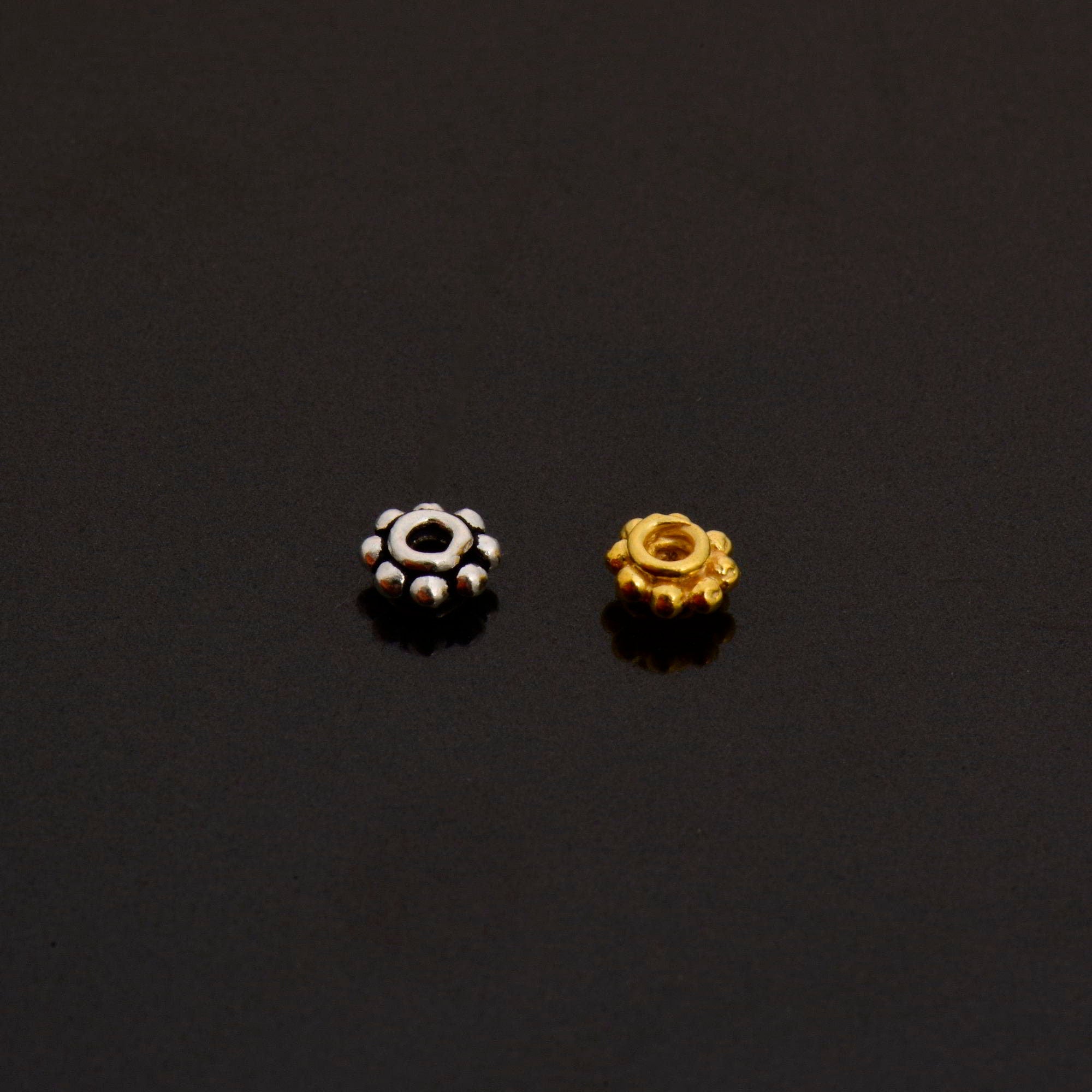 24K Gold Vermeil & 925 Silver Separators, Handmade Silver Beads in Gold, Solid Silver Beads, Spacer Beads, Jewelry Supply, M/VM133