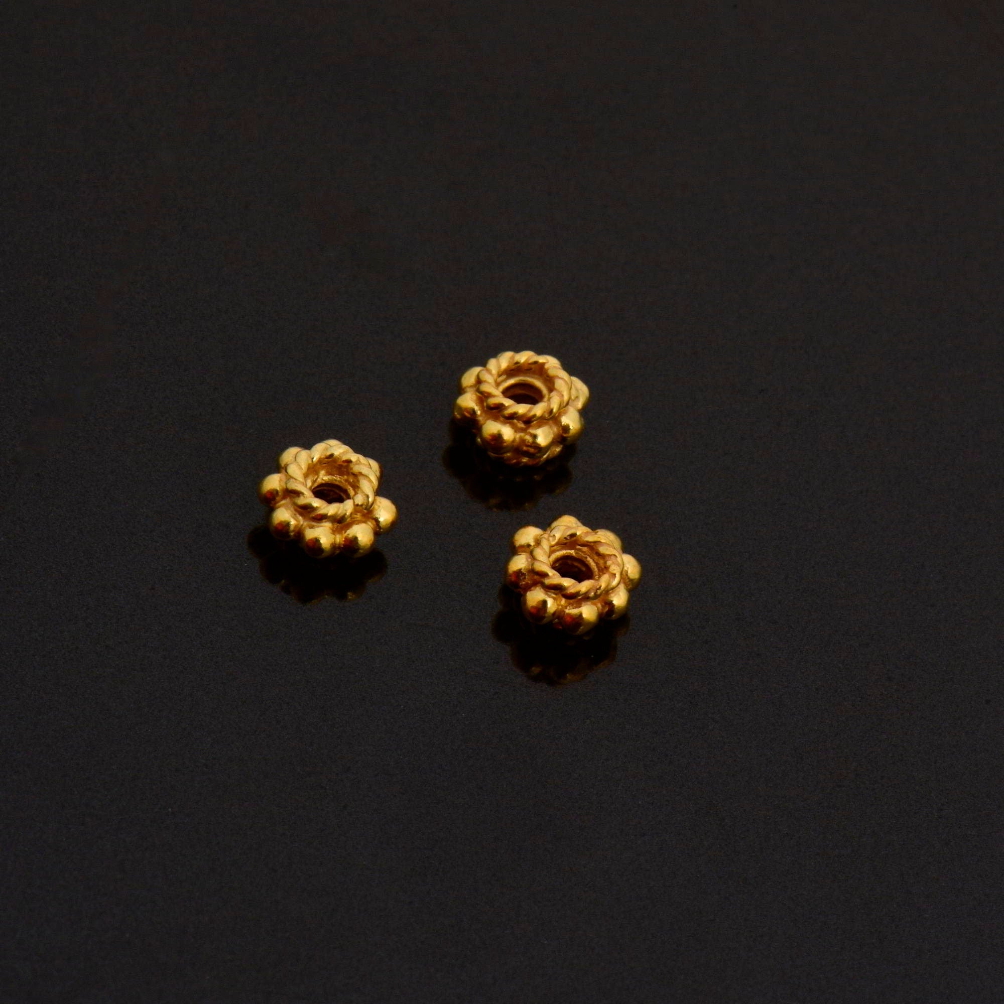 24K Gold Vermeil Separators, Handmade Silver Beads in 24K Gold, 925 Solid Silver Beads, Spacer Beads, Jewelry Supply, VM134A