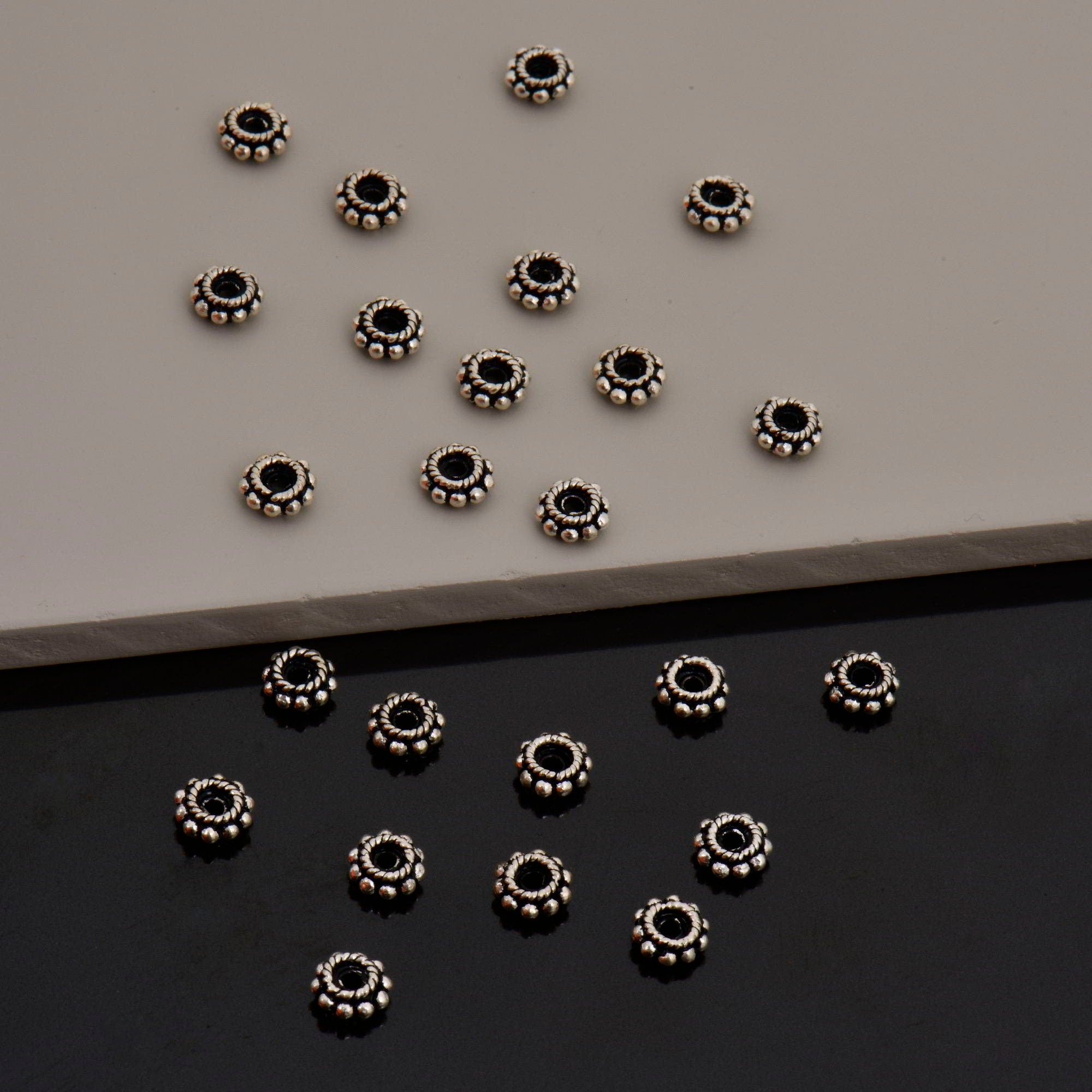 24K Gold Vermeil & 925 Silver Separators, Handmade Silver Beads in Gold, Solid Silver Beads, Spacer Beads, Jewelry Supply, M/VM134 A-B