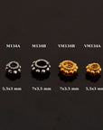 24K Gold Vermeil & 925 Silver Separators, Handmade Silver Beads in Gold, Solid Silver Beads, Spacer Beads, Jewelry Supply, M/VM134 A-B