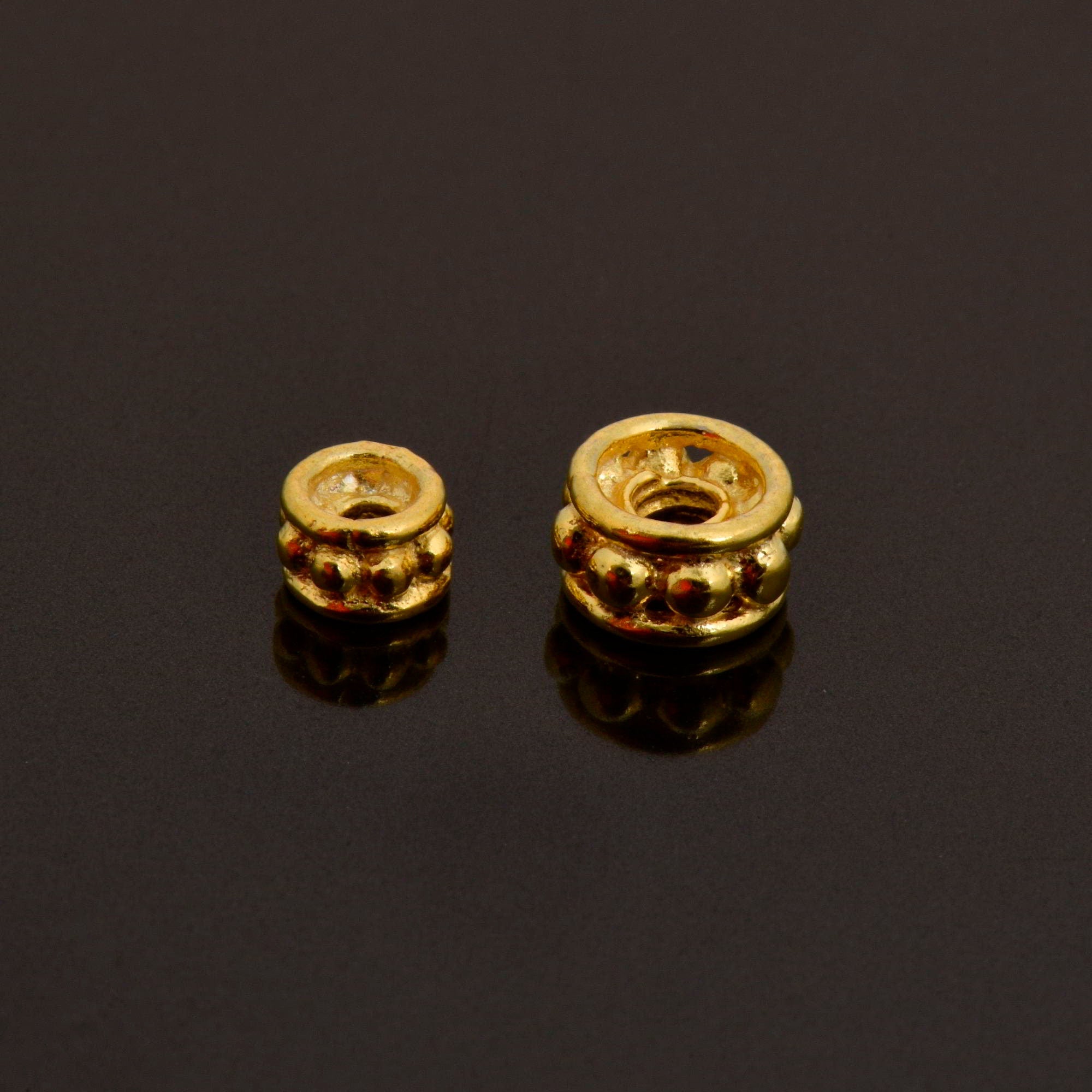 24K Gold Vermeil & 925 Silver Separators, Handmade Silver Beads in 24K Gold, Solid Silver Beads, Spacer Beads, Jewelry Supply, M/VM135 A-B
