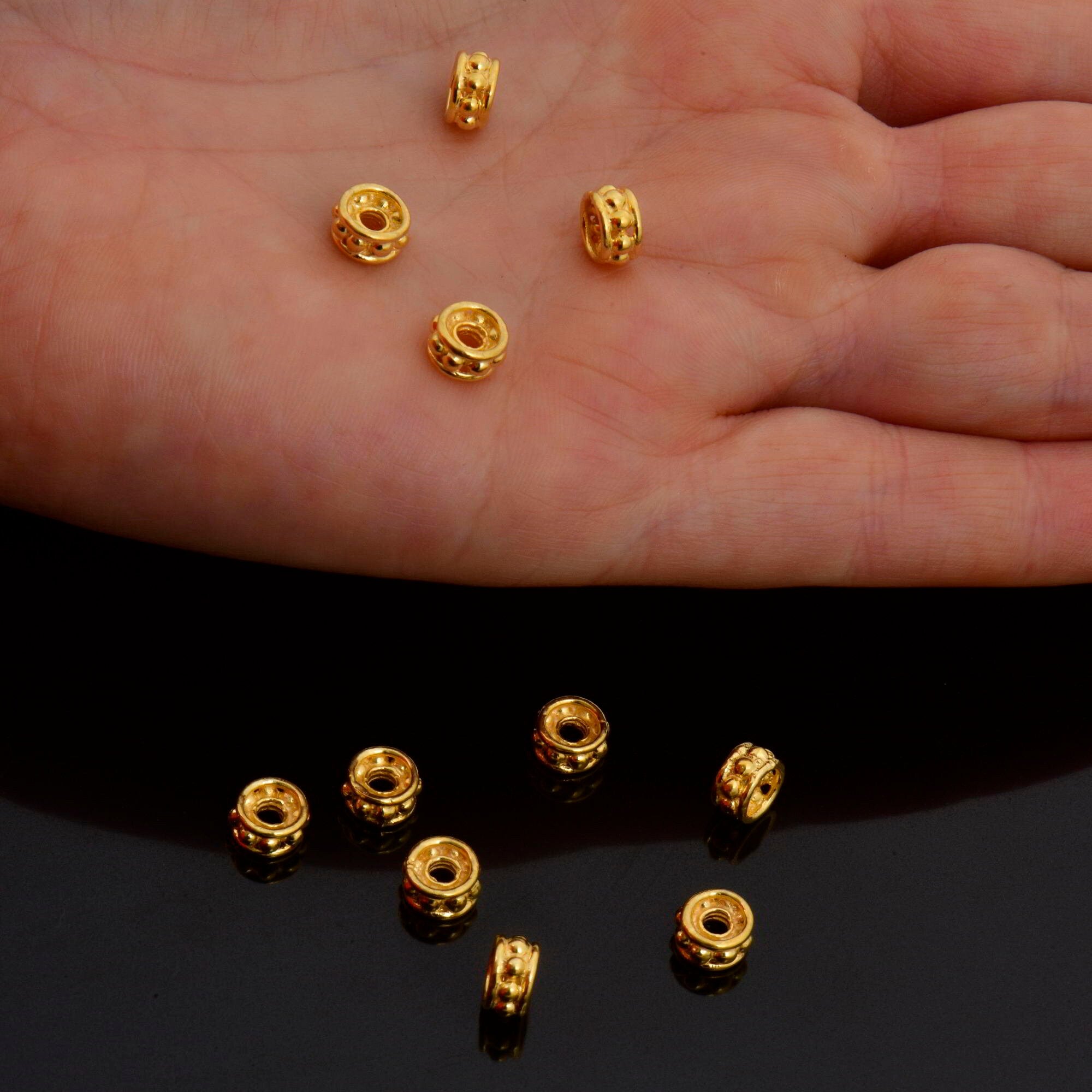 24K Gold Vermeil & 925 Silver Separators, Handmade Silver Beads in 24K Gold, Solid Silver Beads, Spacer Beads, Jewelry Supply, M/VM135 A-B