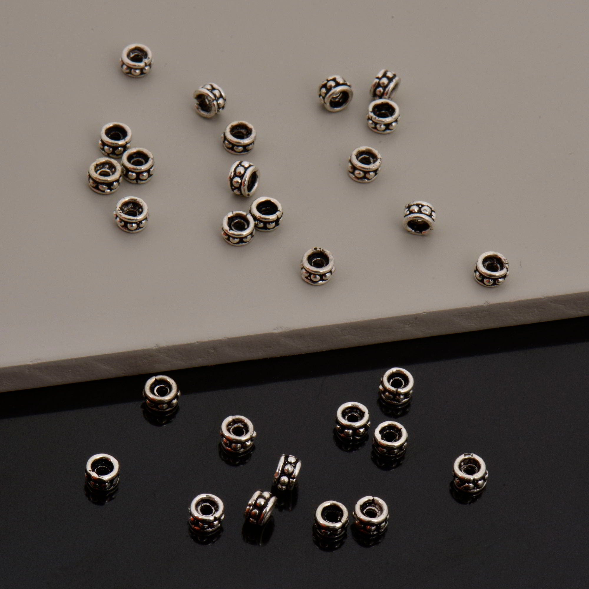 24K Gold Vermeil & 925 Silver Separators, Handmade Silver Beads in 24K Gold, Solid Silver Beads, Spacer Beads, Jewelry Supply, M/VM135 A-B