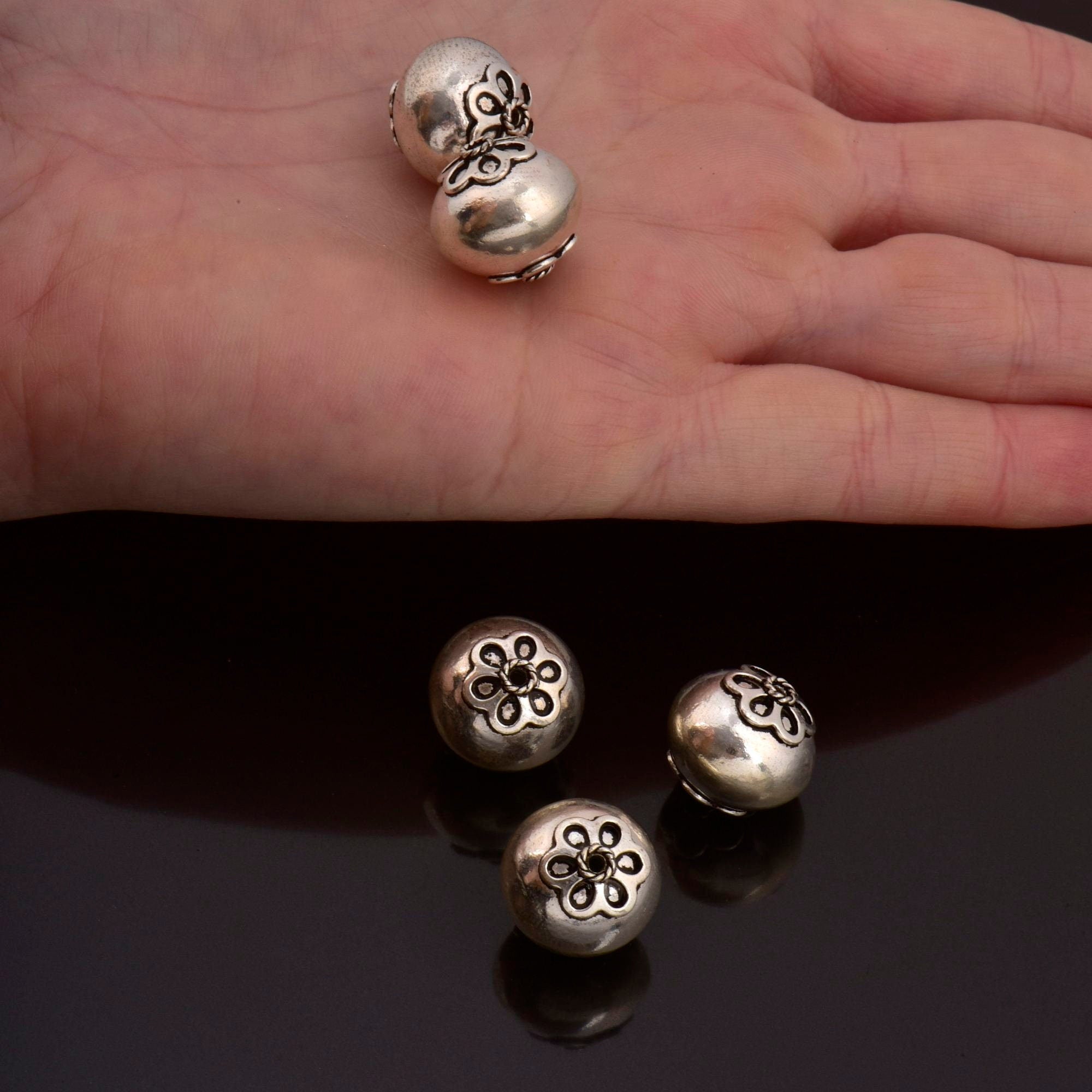 925 Sterling Silver Large Sized Capped Seamless Beads, Handmade Silver Beads, Solid Silver Beads, Jewelry Supply, M108B