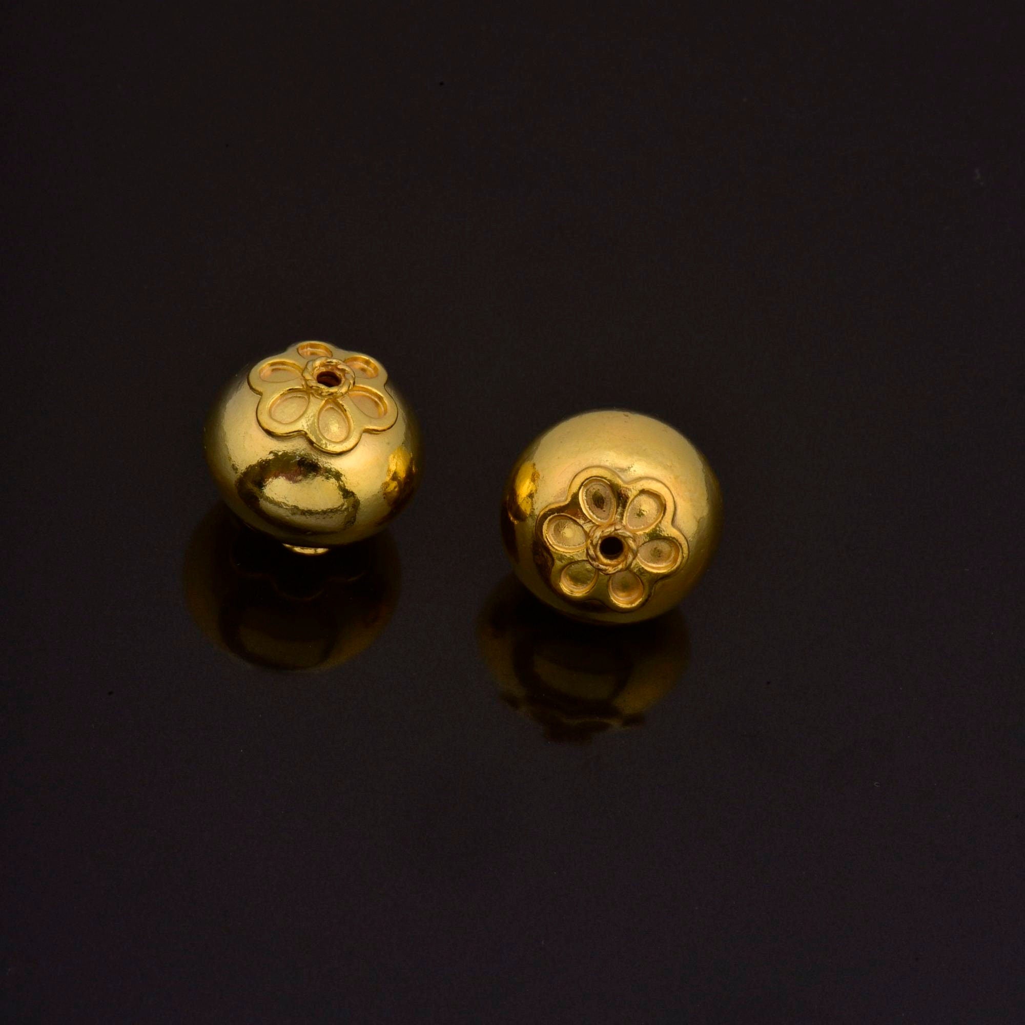 24K Gold Vermeil Large Sized Capped Seamless Beads, Handmade Silver Beads in 24K Gold, 925 Solid Silver Beads, Jewelry Supply, VM108B