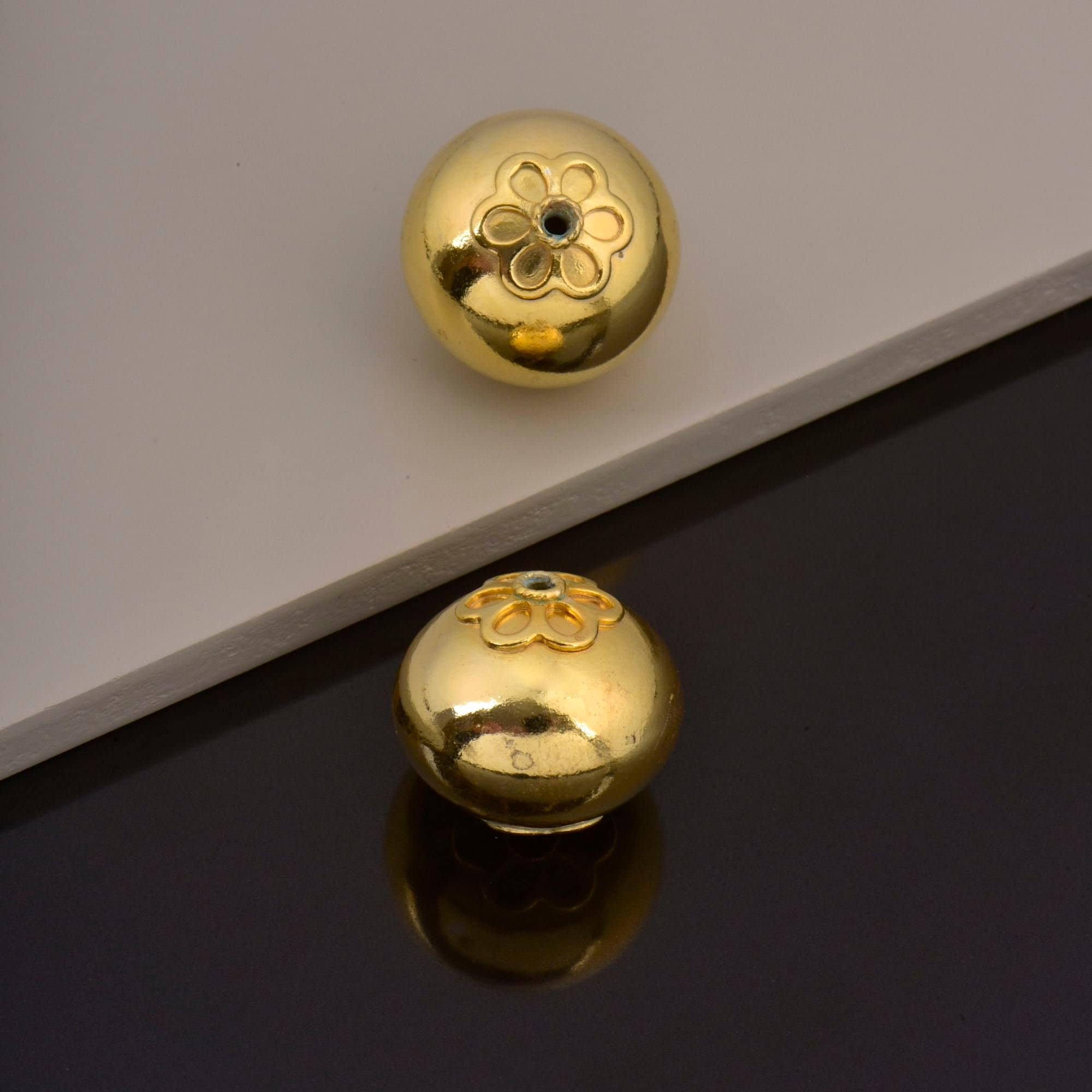 24K Gold Vermeil Large Sized Capped Seamless Beads, Handmade Silver Beads in 24K Gold, 925 Solid Silver Beads, Jewelry Supply, VM108C