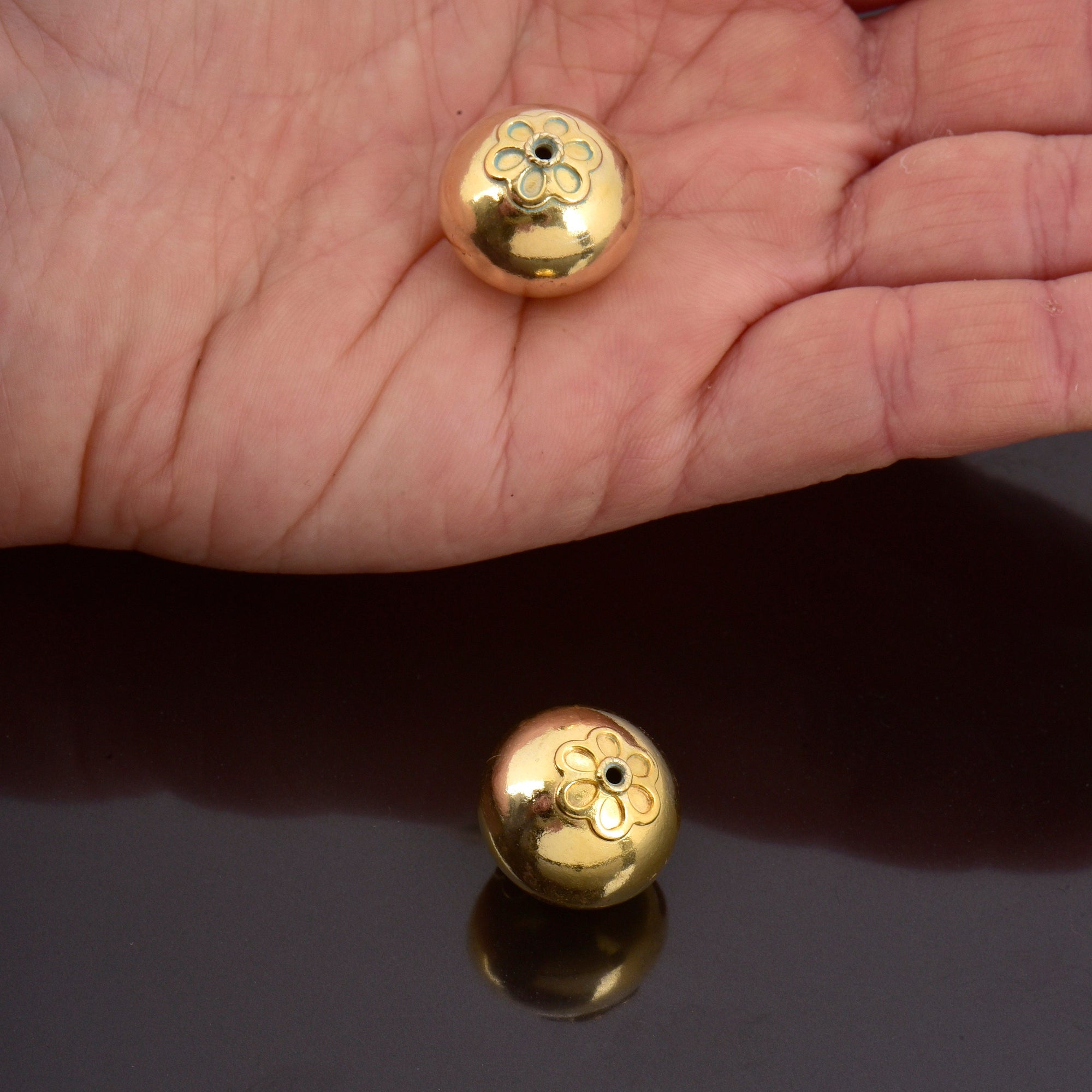 24K Gold Vermeil Large Sized Capped Seamless Beads, Handmade Silver Beads in 24K Gold, 925 Solid Silver Beads, Jewelry Supply, VM108C