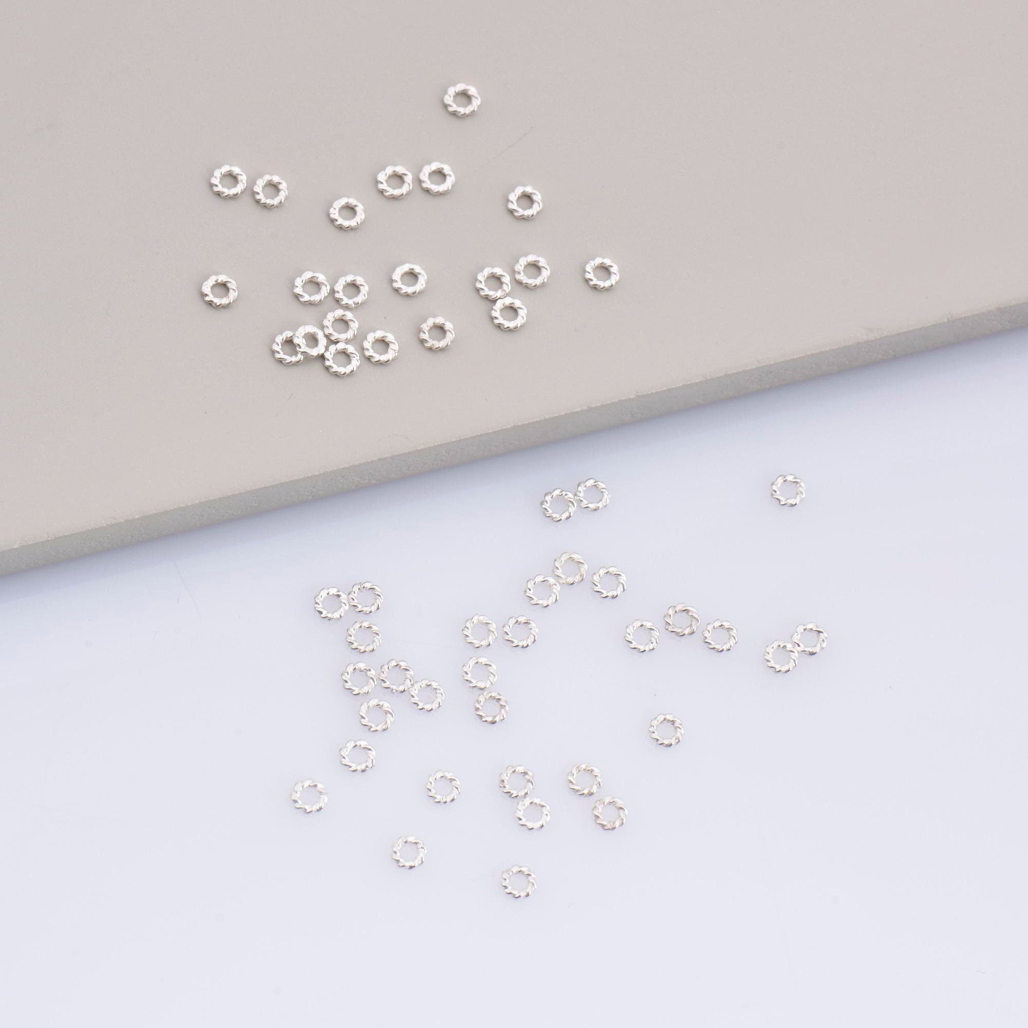 24K Gold Vermeil & 925 Silver 40 Pcs Rope Design Jump Rings, Closed Rope Jump Rings, Closed Rope Rings Seperator, Findings, M/VM70