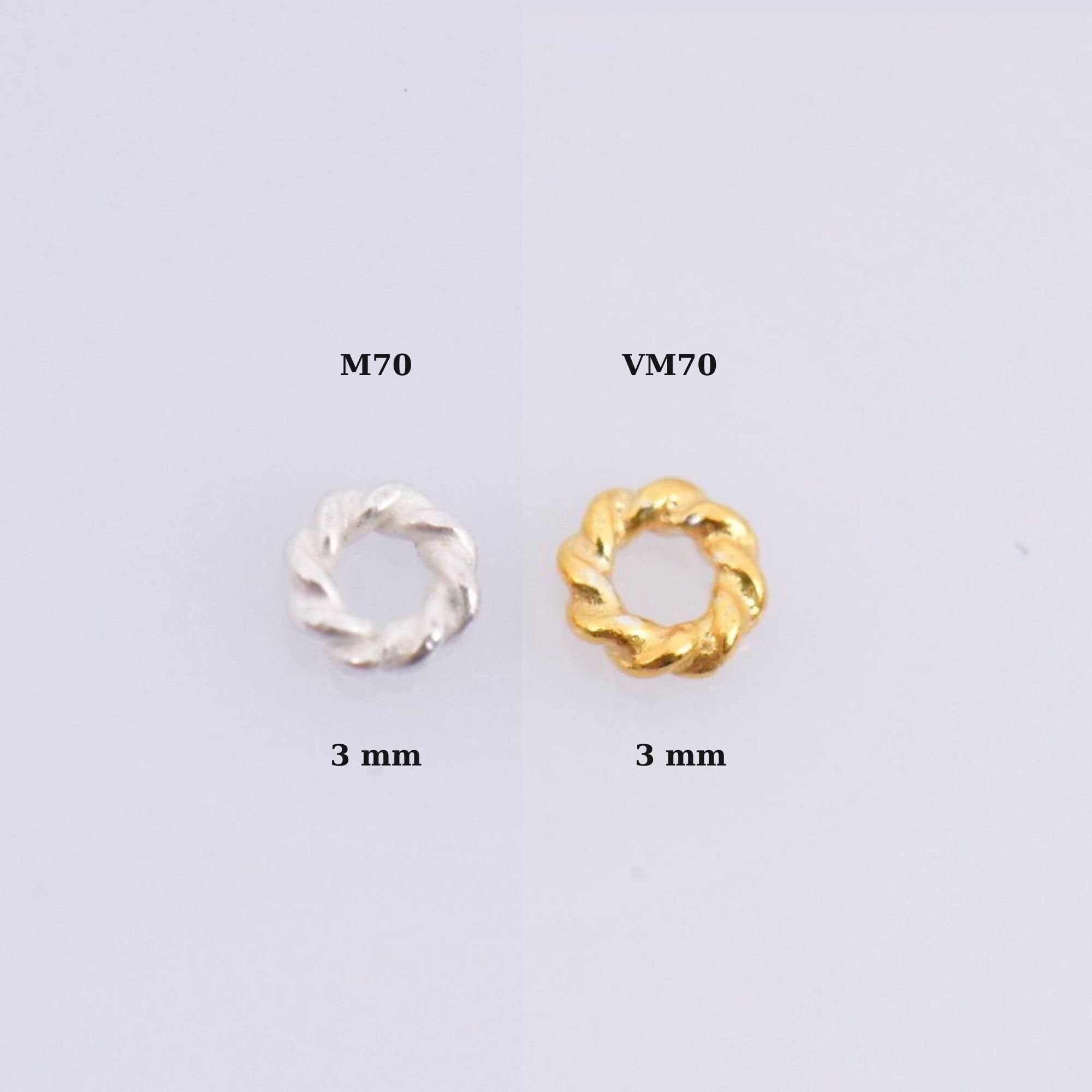 24K Gold Vermeil & 925 Silver 40 Pcs Rope Design Jump Rings, Closed Rope Jump Rings, Closed Rope Rings Seperator, Findings, M/VM70