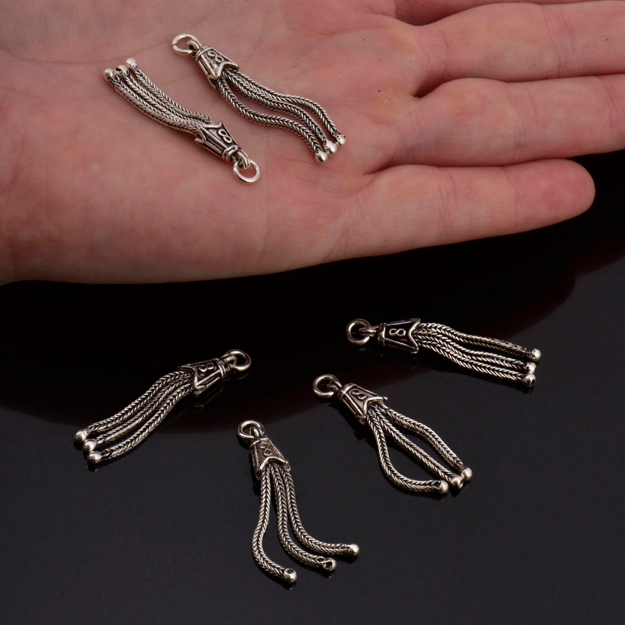 925 Sterling Silver Small Tassels, Handmade Silver Tassels, Solid Silver Tassels, Pendants Tassels, Jewelry Supply, M105