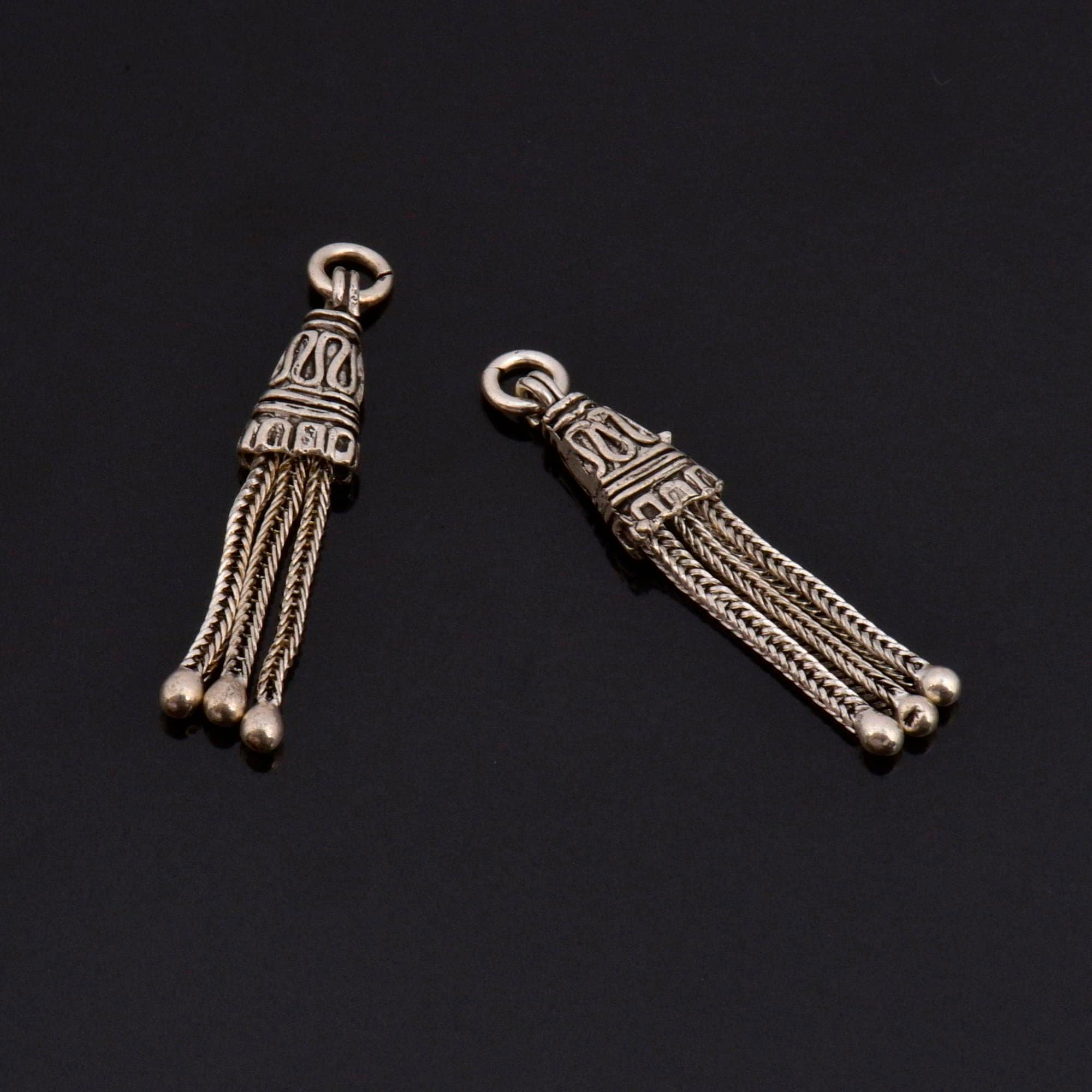 925 Sterling Silver Small Tassels, Handmade Silver Tassels, Solid Silver Tassels, Pendants Tassels, Jewelry Supply, M106
