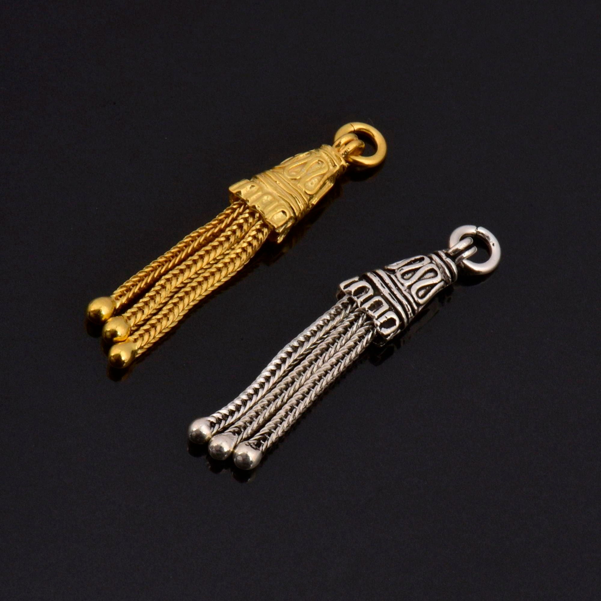 24K Gold Vermeil & 925 Silver Small Tassels, Handmade Silver Tassels in 24K Gold, Silver Tassels, Pendants Tassels, Jewelry Supply, M/VM106