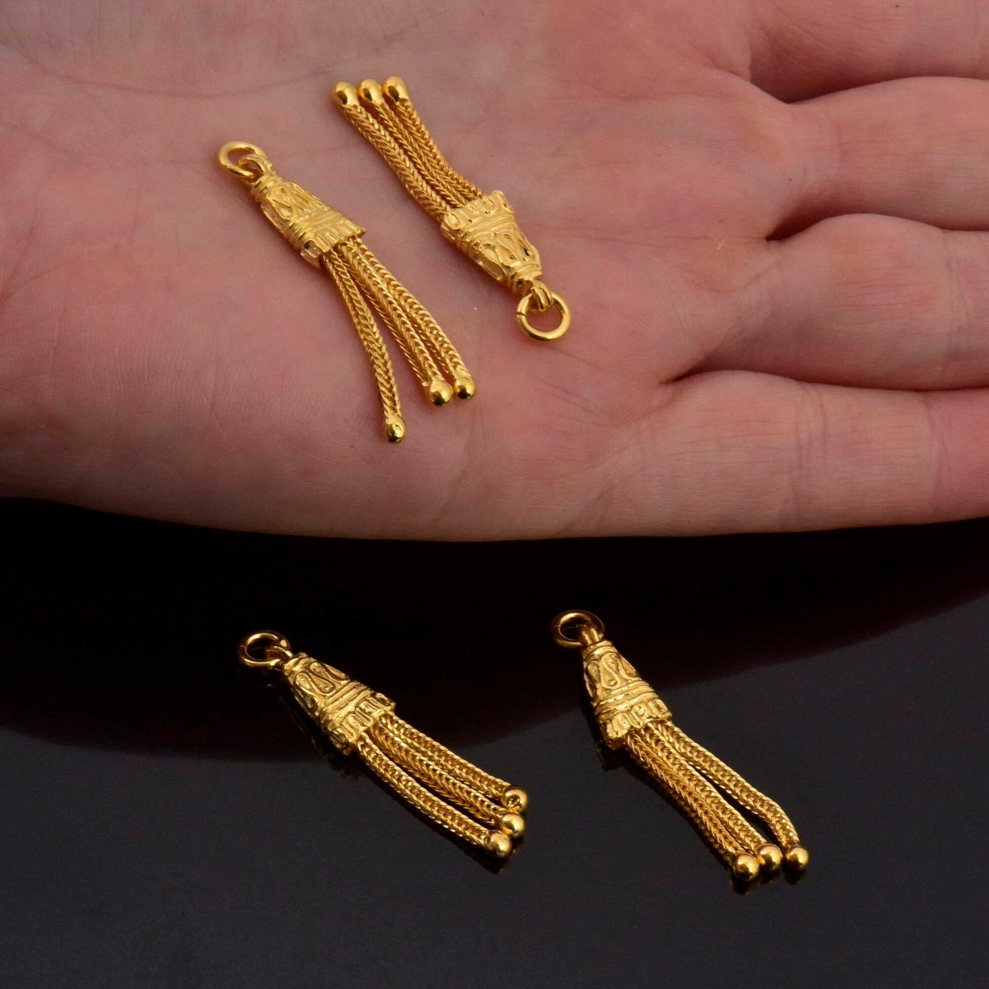 24K Gold Vermeil & 925 Silver Small Tassels, Handmade Silver Tassels in 24K Gold, Silver Tassels, Pendants Tassels, Jewelry Supply, M/VM106
