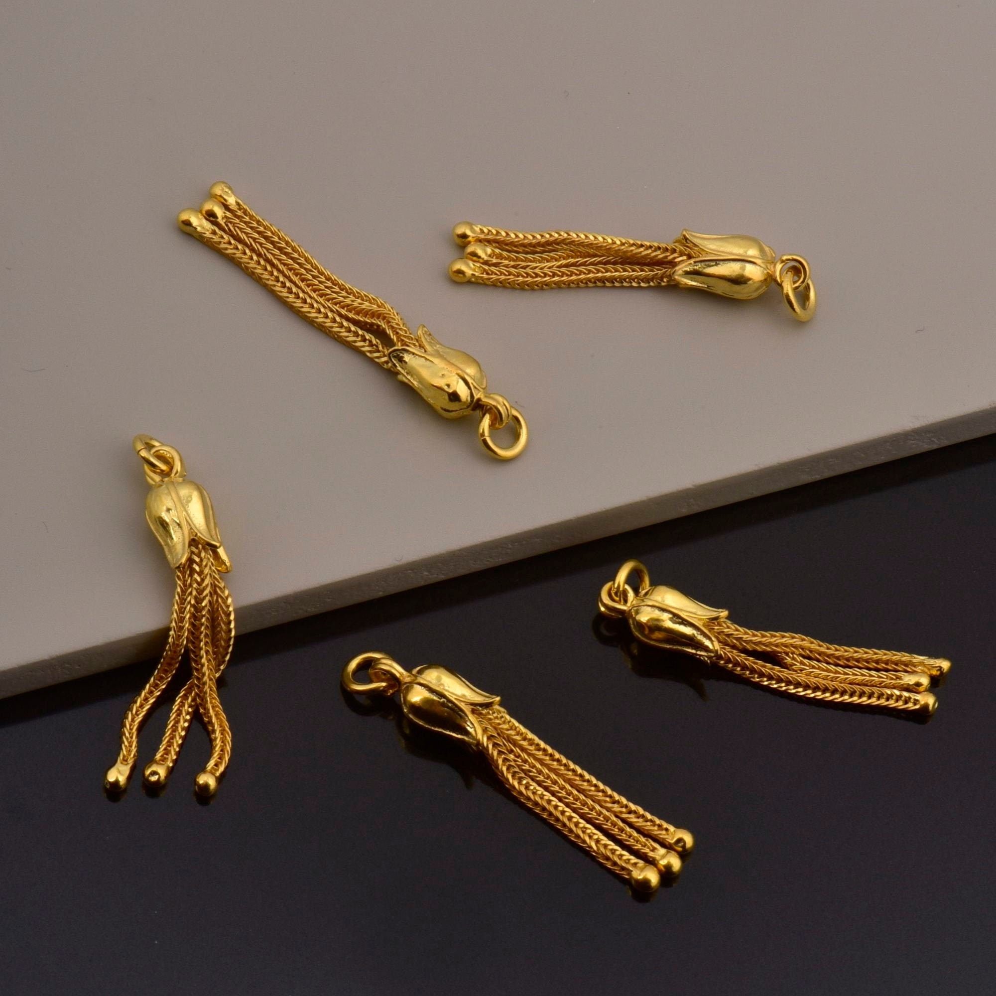 24K Gold Vermeil Small Tassels, Handmade Silver Tassels in 24K Gold, 925 Solid Silver Tassels, Pendants Tassels, Jewelry Supply, VM107