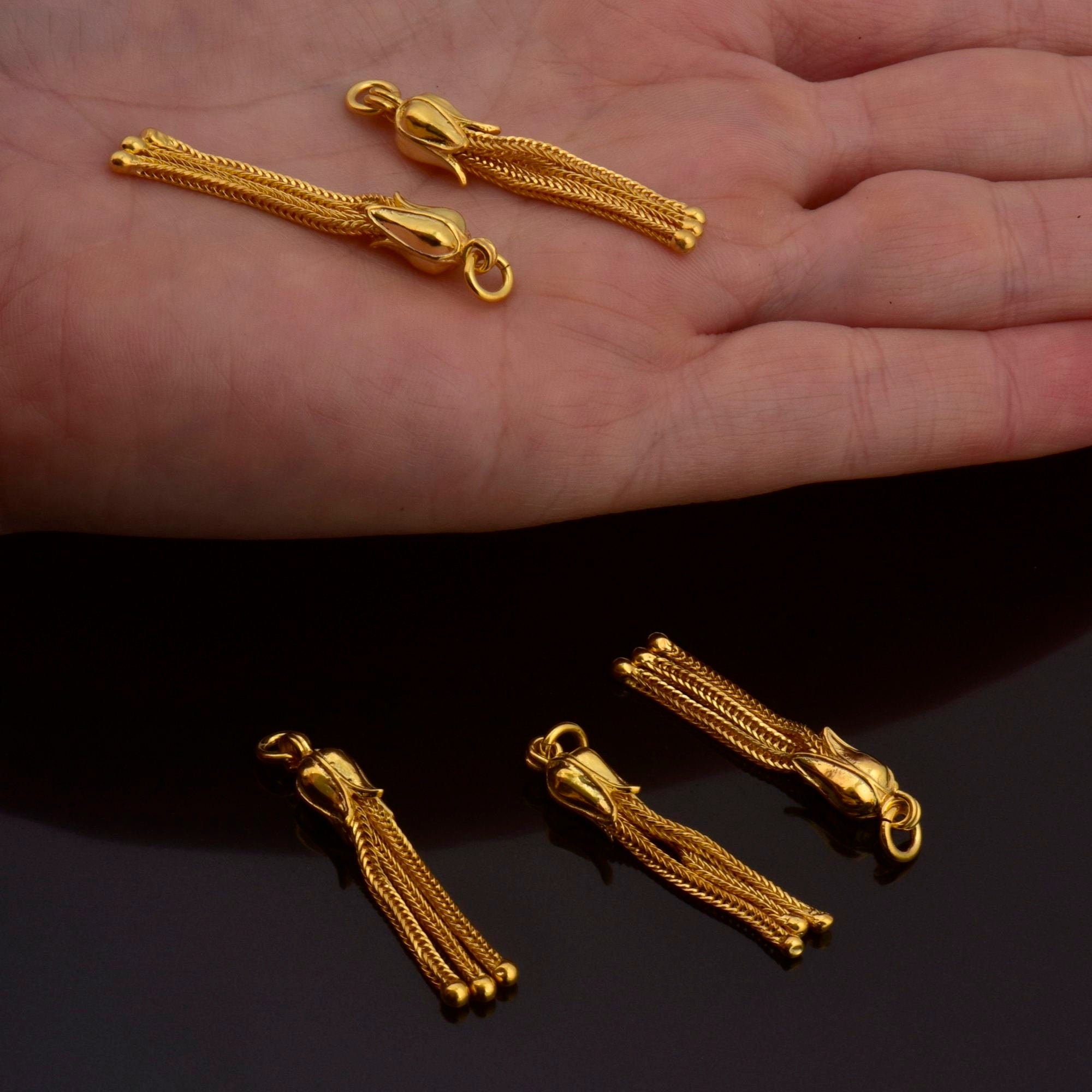 24K Gold Vermeil Small Tassels, Handmade Silver Tassels in 24K Gold, 925 Solid Silver Tassels, Pendants Tassels, Jewelry Supply, VM107