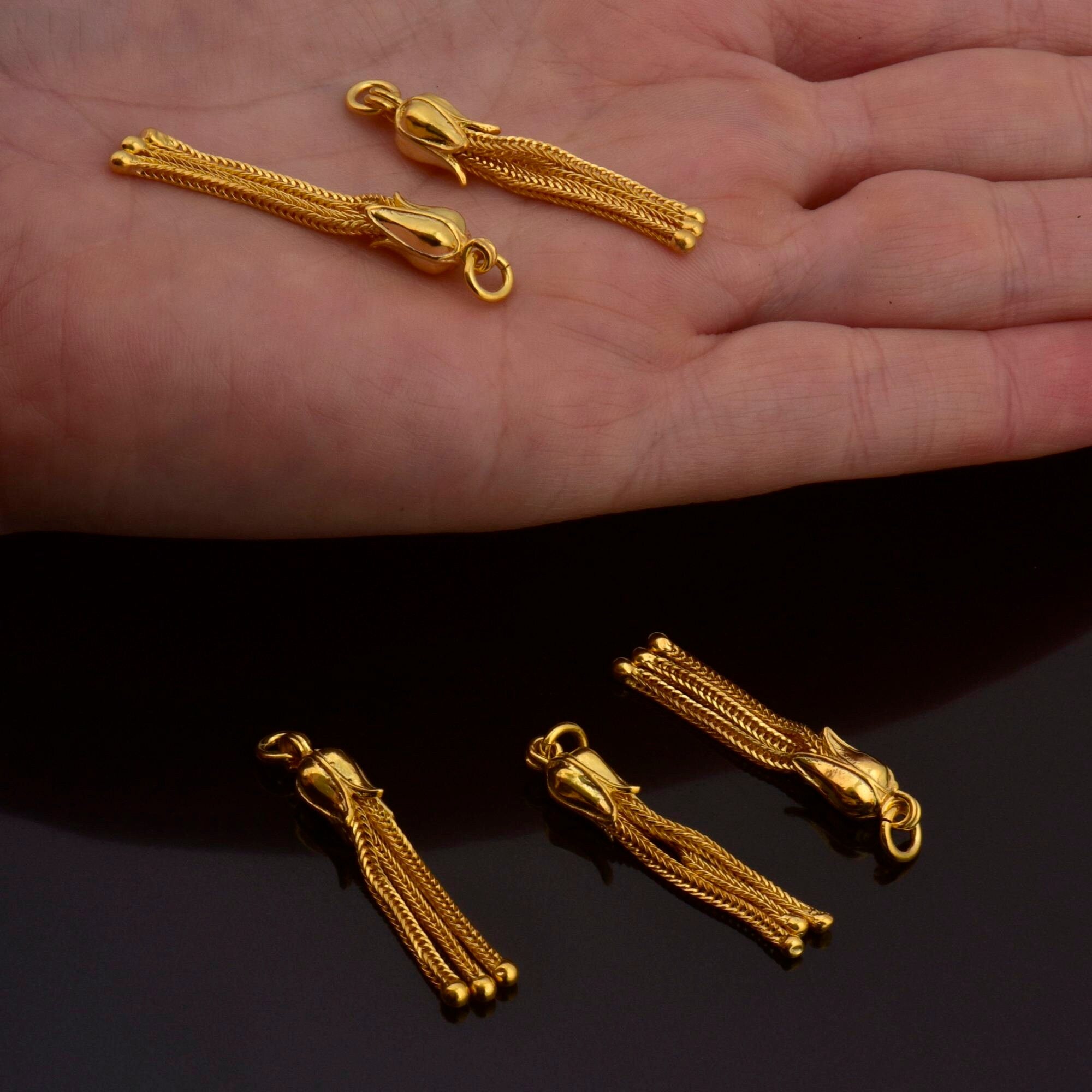 24K Gold Vermeil & 925 Silver Small Tassels, Handmade Silver Tassels in Gold, Silver Tassels, Pendants Tassels, Jewelry Supply, M/VM107