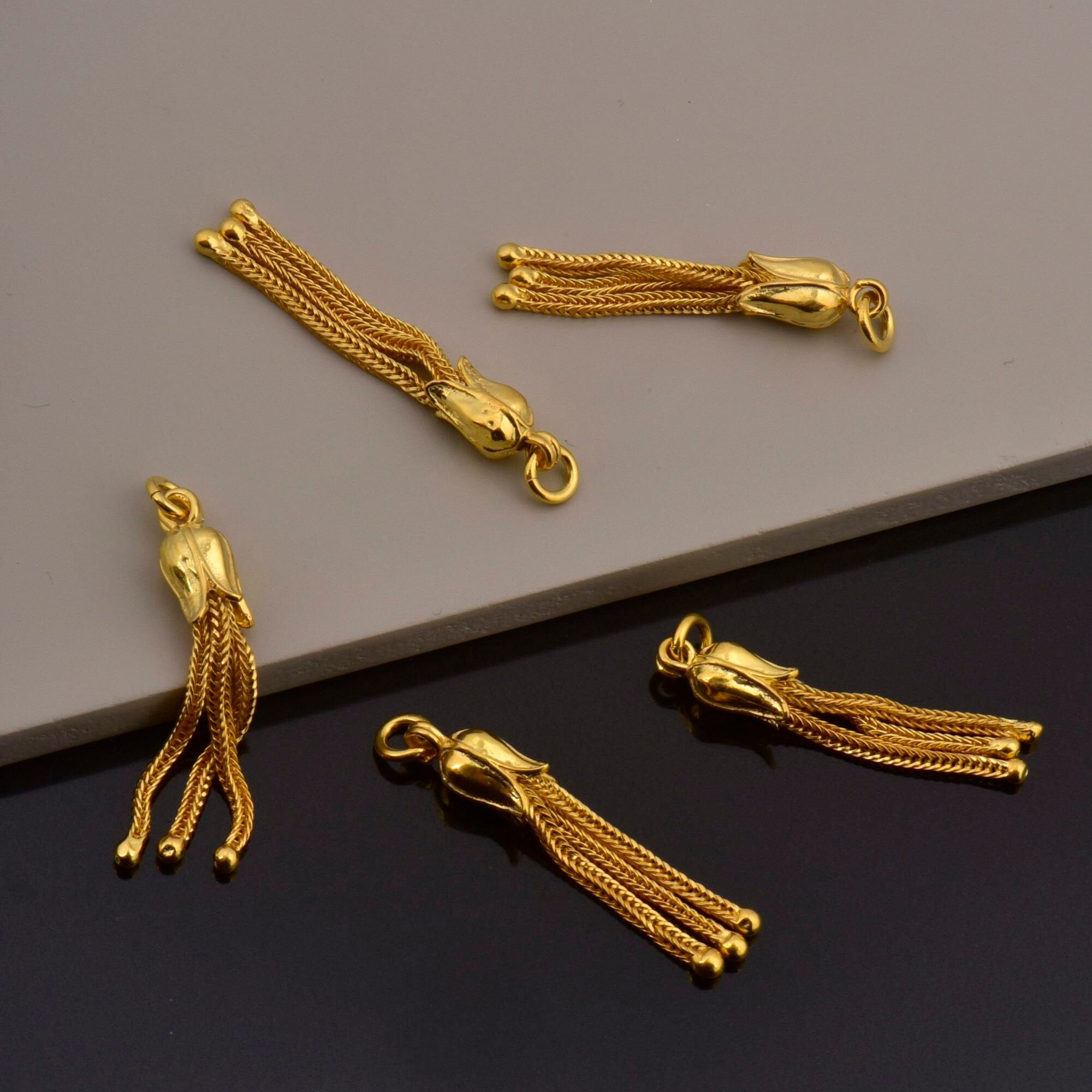 24K Gold Vermeil & 925 Silver Small Tassels, Handmade Silver Tassels in Gold, Silver Tassels, Pendants Tassels, Jewelry Supply, M/VM107