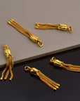 24K Gold Vermeil & 925 Silver Small Tassels, Handmade Silver Tassels in Gold, Silver Tassels, Pendants Tassels, Jewelry Supply, M/VM107