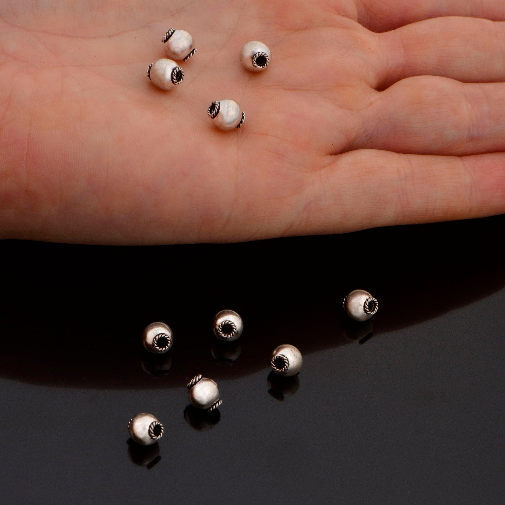 925 Sterling Silver Round Beads, Handmade Silver Beads, Solid Silver Beads, Spacer Beads, Handmade Beads, Jewelry Supply, M119A