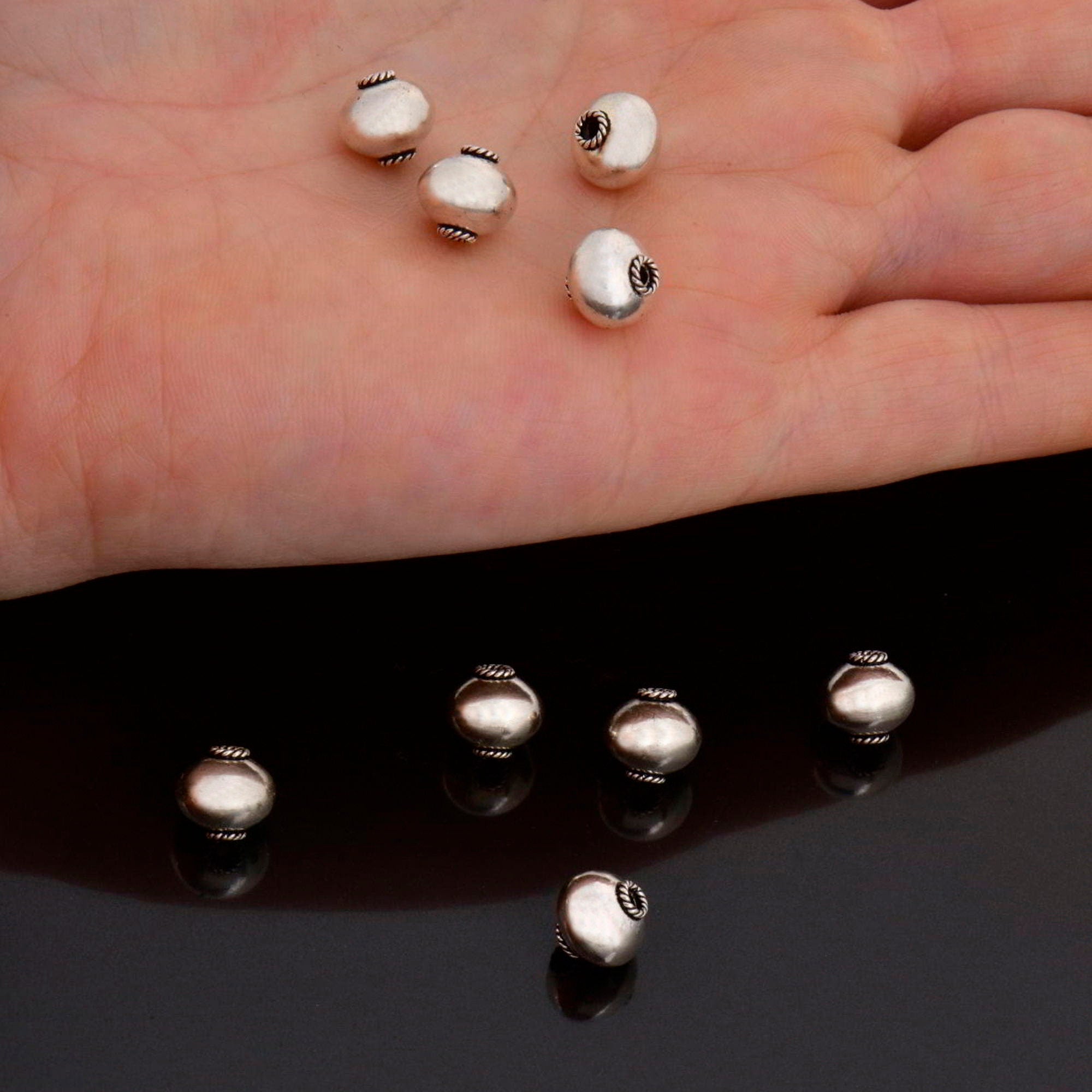 925 Sterling Silver Round Beads, Handmade Silver Beads, Solid Silver Beads, Spacer Beads, Handmade Beads, Jewelry Supply, M119B