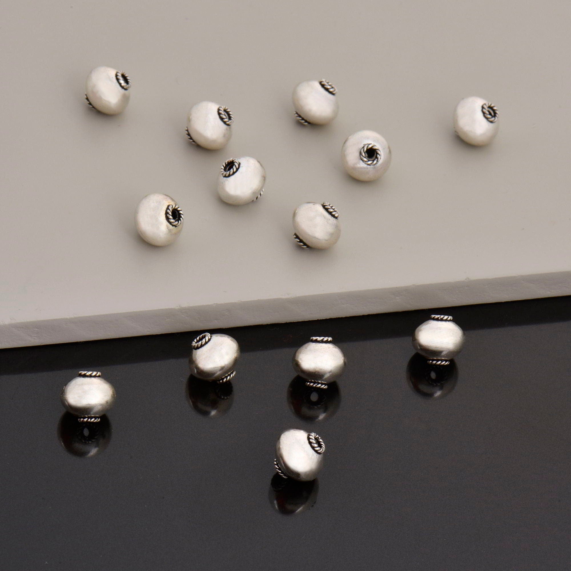 925 Sterling Silver Round Beads, Handmade Silver Beads, Solid Silver Beads, Spacer Beads, Handmade Beads, Jewelry Supply, M119B