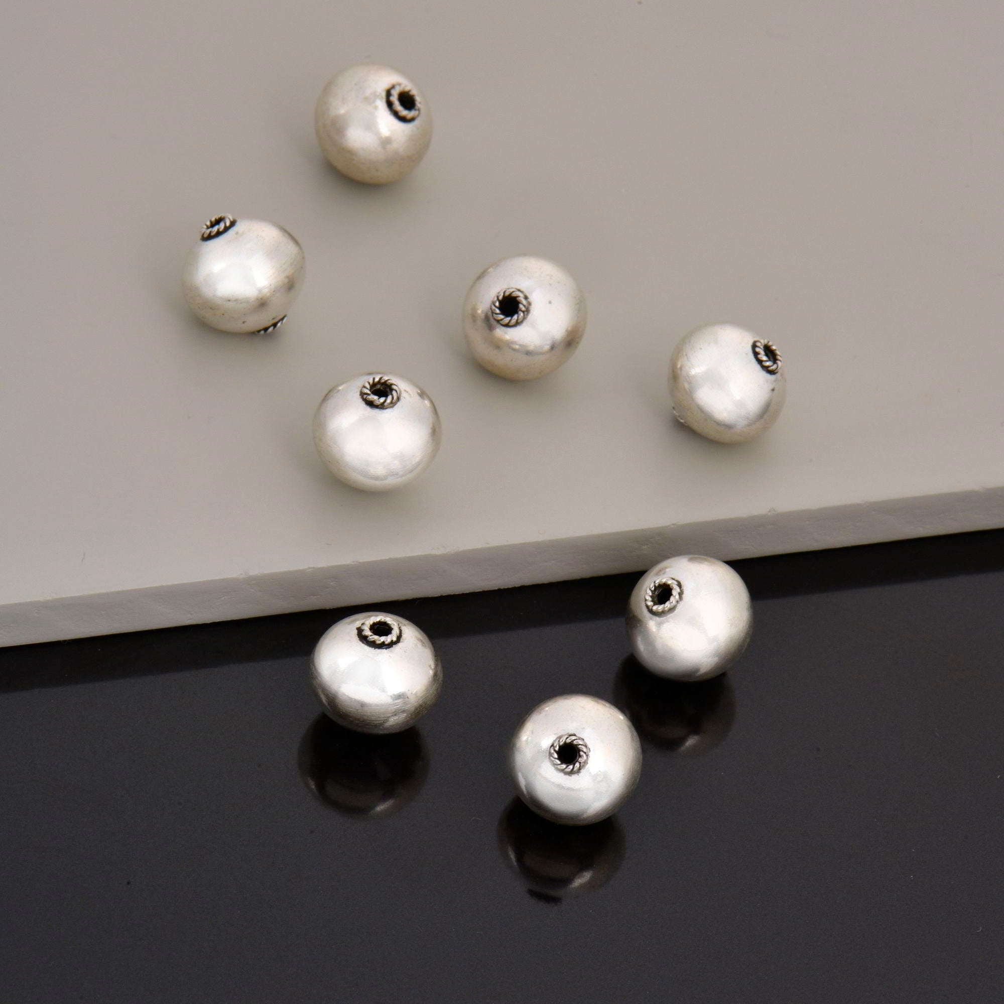 925 Sterling Silver Round Beads, Handmade Silver Beads, Solid Silver Beads, Spacer Beads, Handmade Beads, Jewelry Supply, M119C