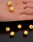 24K Gold Vermeil Round Beads, Handmade Silver Beads in 24K Gold, 925 Solid Silver Beads, Handmade Beads, Jewelry Supply, VM119C
