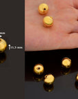24K Gold Vermeil & 925 Silver Round Beads, Handmade Silver Beads inGold , Solid Silver Beads, Handmade Beads, Jewelry Supply, M/VM119 A-C