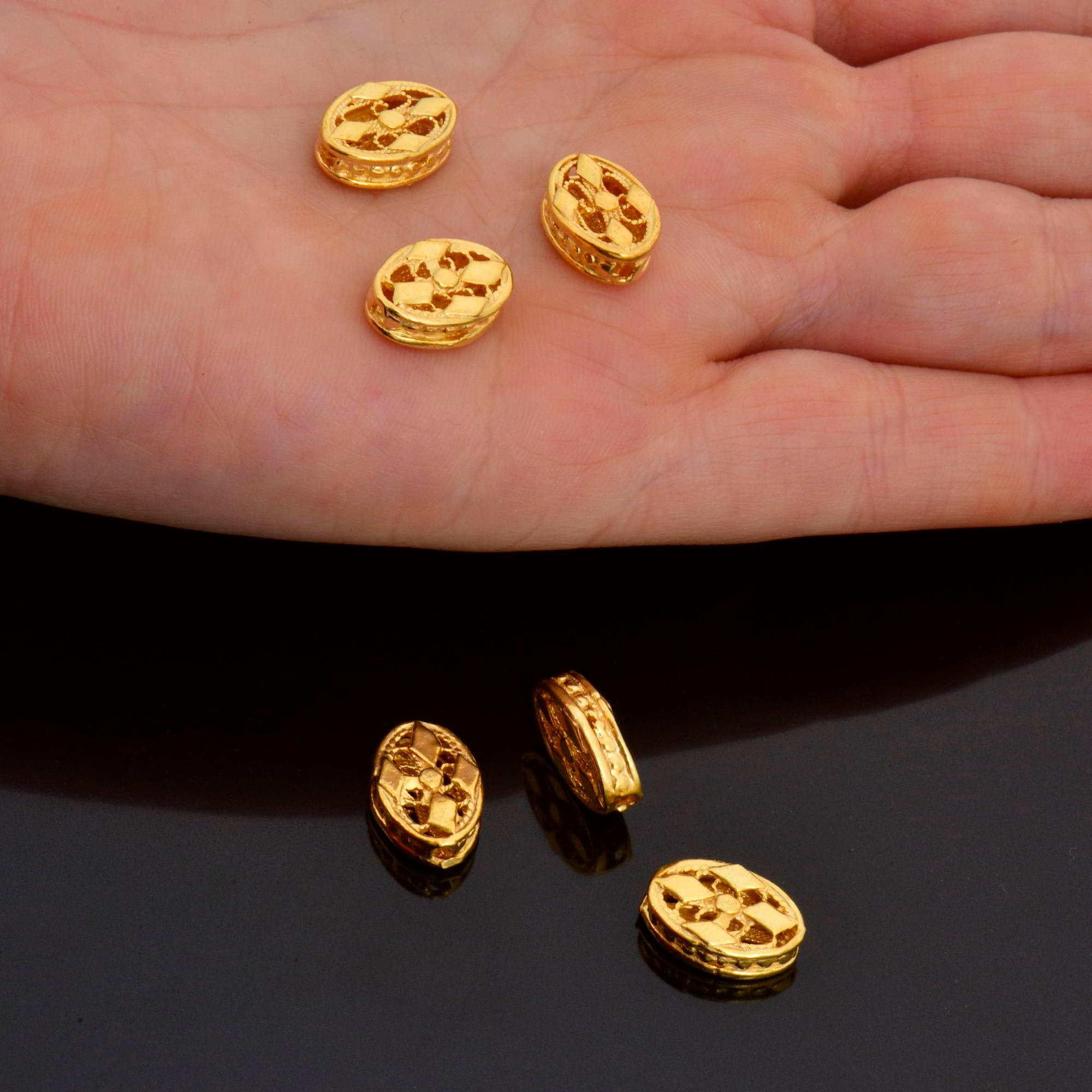 24K Gold Vermeil and 925 Silver Flat Tube Spacer Beads, Handmade Silver Spacer Beads in Gold, Silver Spacer Beads, Jewelry Supplies, M/VM120