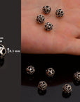 925 Sterling Silver Filigree Beads, Handmade Silver Beads, Solid Silver Beads, Spacer Beads, Jewelry Supply, M121C